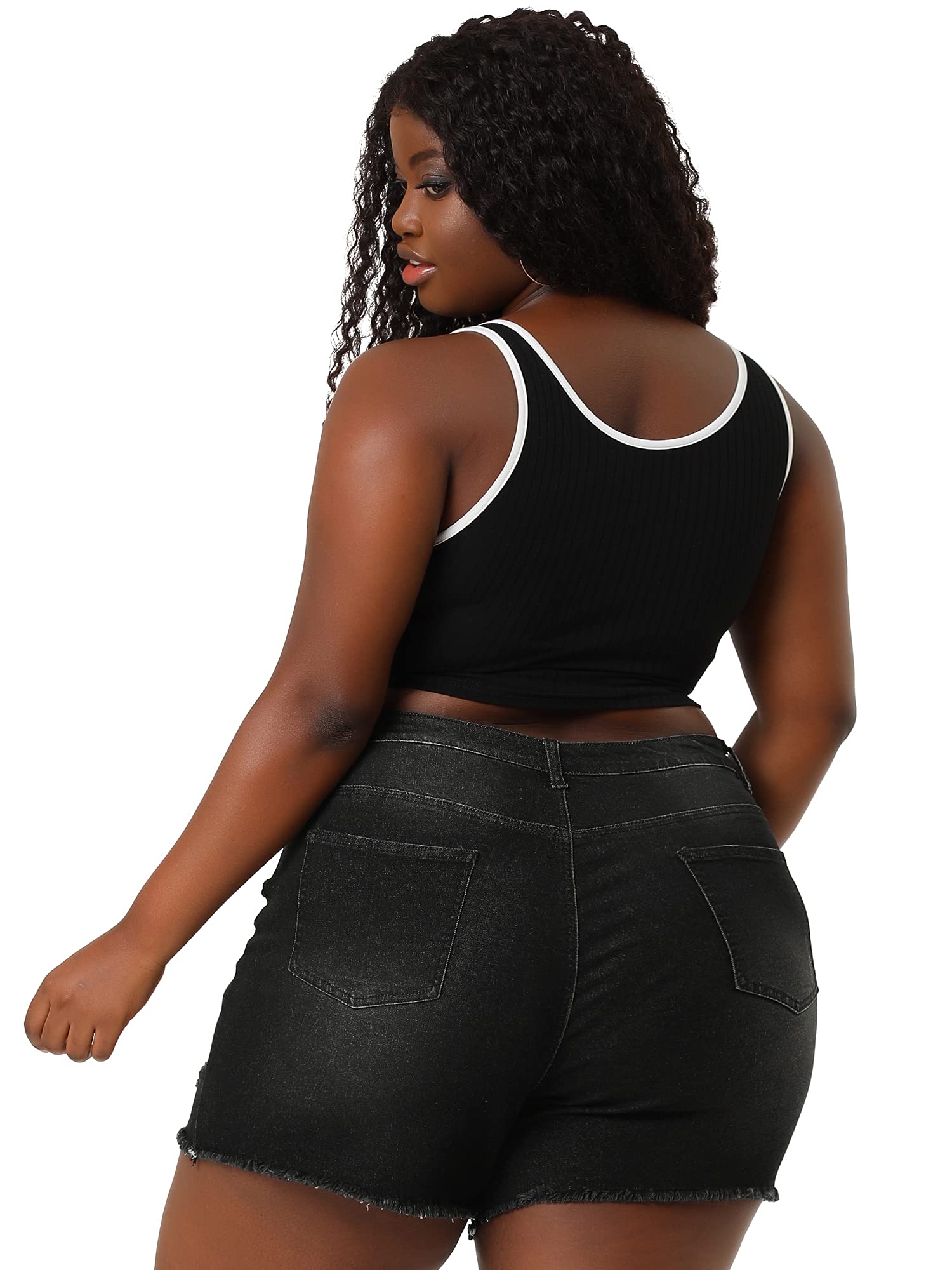 Agnes Orinda Women's High Waisted Ripped Stretchy Denim Shorts - Plus Size Jean Shorts for Summer | Casual Outfit, Beach Wear & Street Style Fashion
