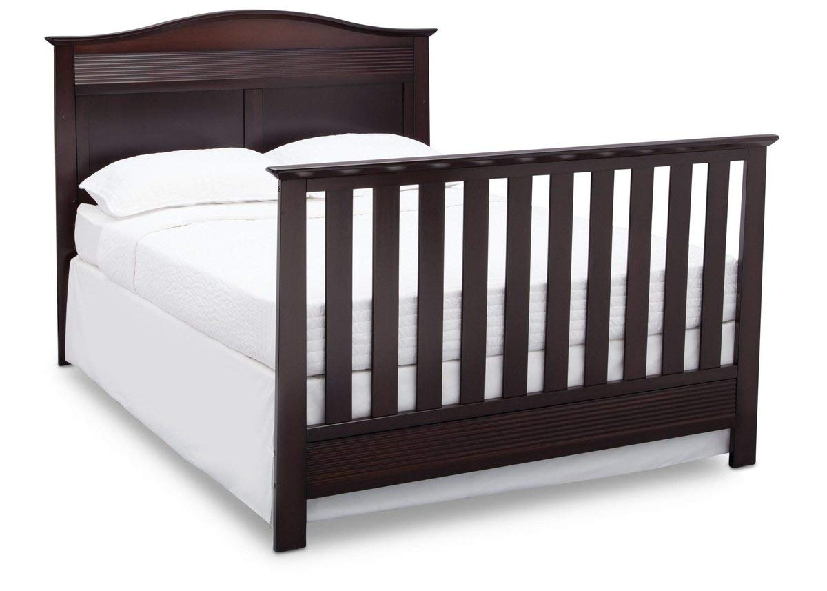 Full-Size Conversion Kit Bed Rails for Serta Aberdeen, Adelaide, Ashland, Banbury, Barrett, Bethpage, Fairmont, Fall River, Fernwood & Mid-Century Modern 4-in-1 Cribs - Dark Chocolate - Safe Toddler to Twin Bed Transition for Nursery & Kids Room