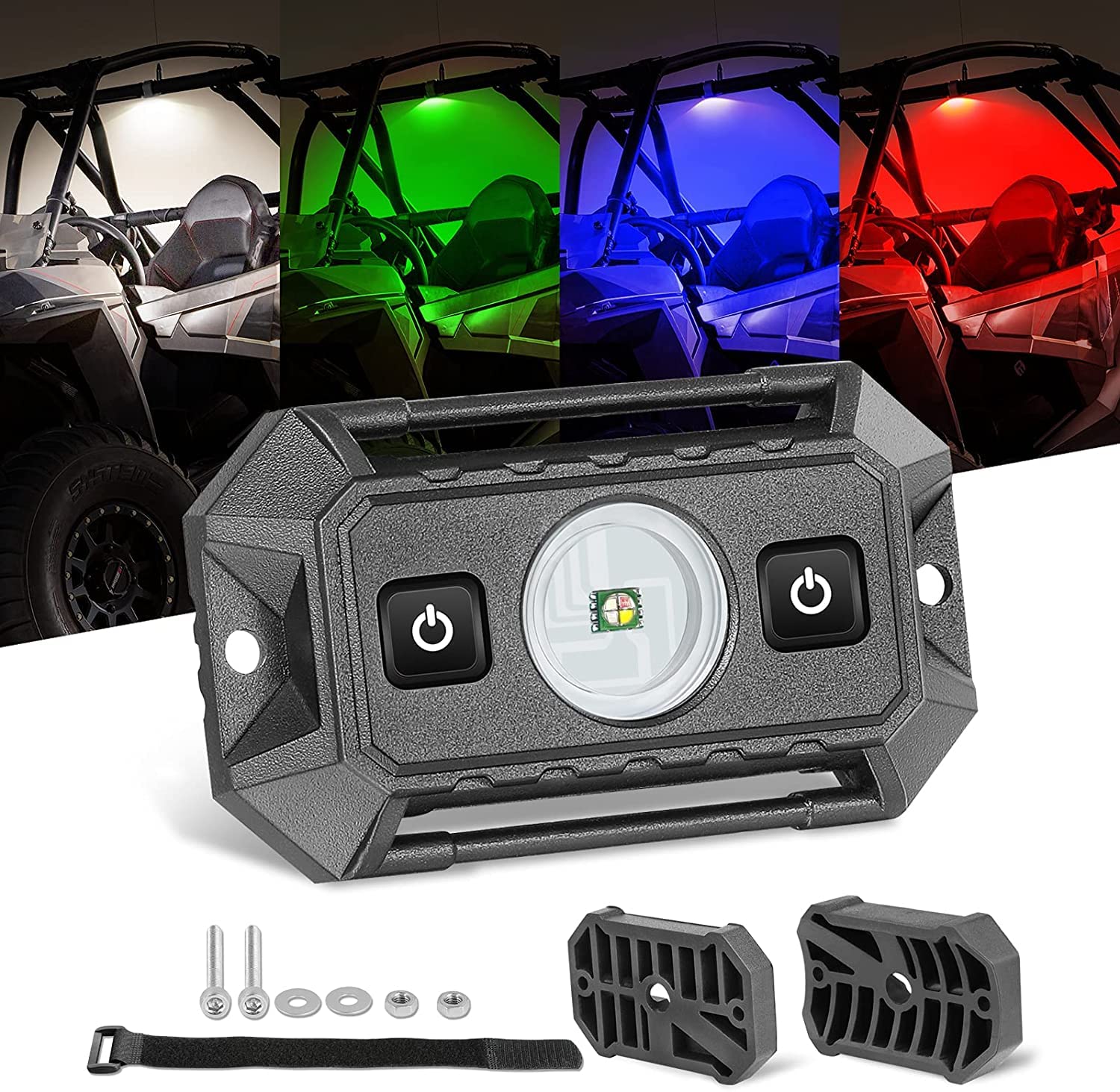 Nirider 6 Gang Switch Panel with UTV Dome Light - Universal RGB LED Circuit Control Box, Waterproof Touch Button Switch Pod for Off-Road Vehicles, ATV, UTV, Jeep & Marine Use