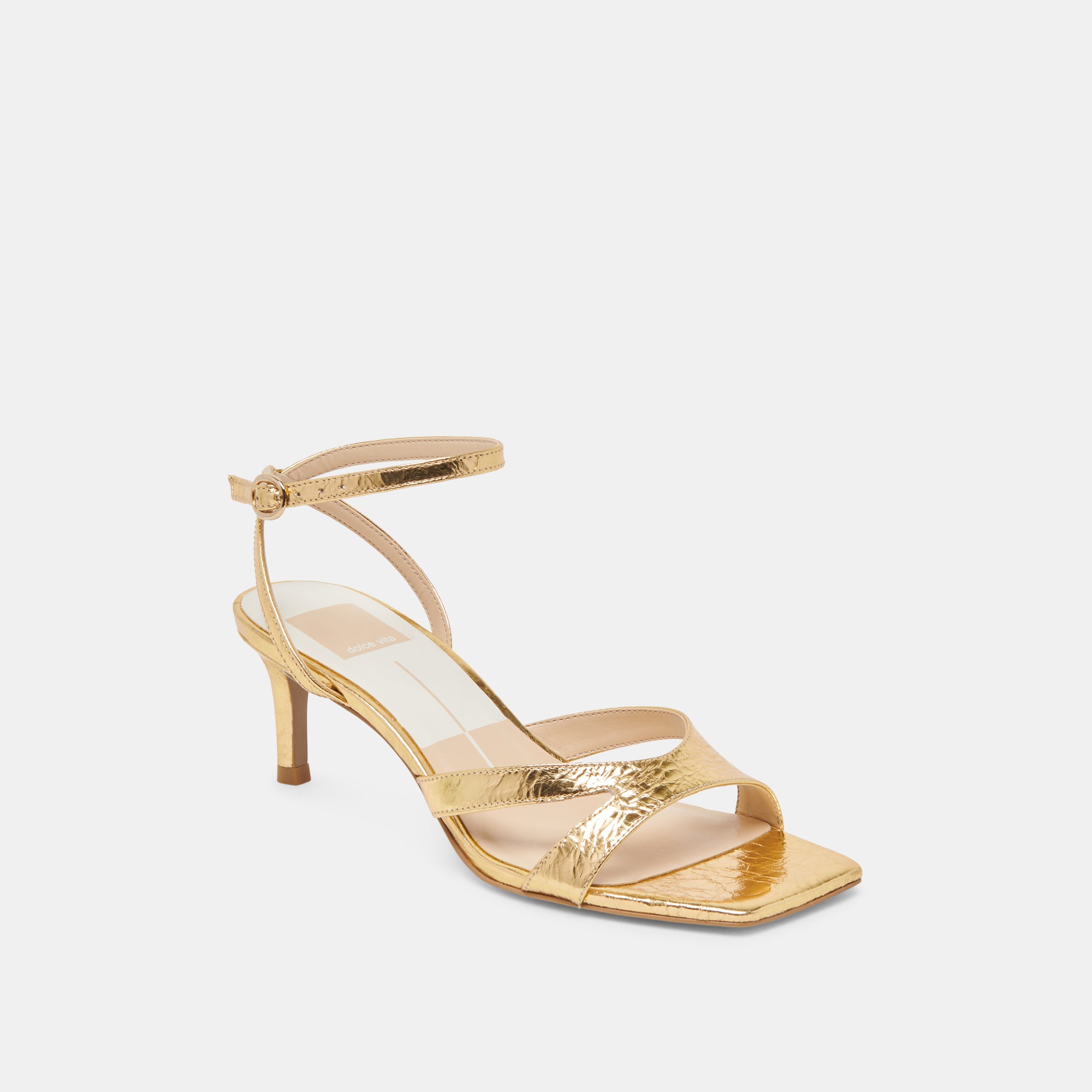 BECKI Women's Gold Distressed Leather Heels - Stylish High Heel Pumps for Party, Wedding & Evening Events