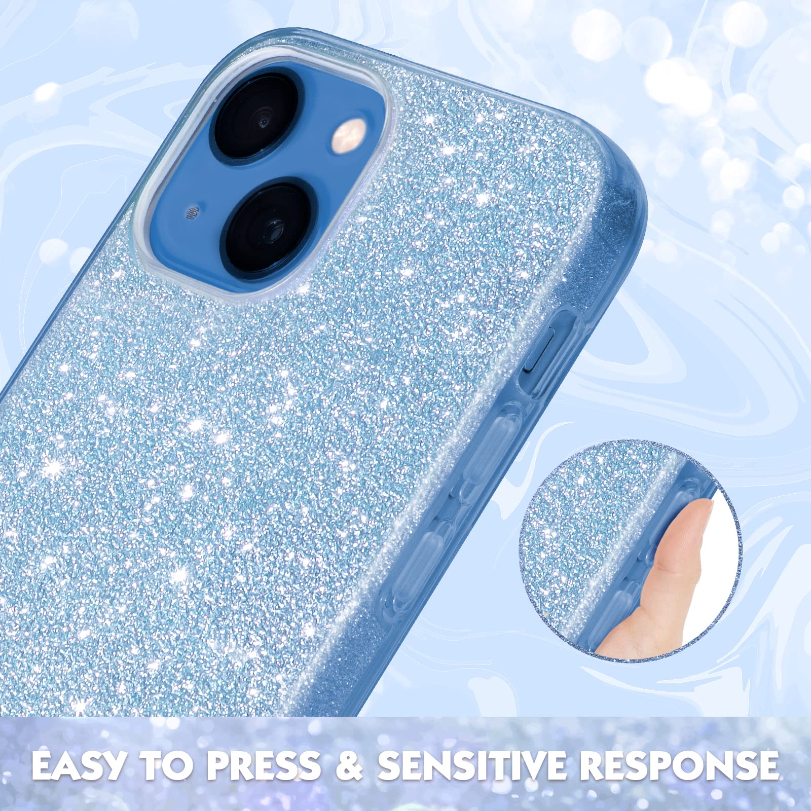 MILPROX iPhone 13 Case (2021) - Sparkly Glitter Shiny Protective Cover with 3-Layer Shockproof Design | Compatible with iPhone 13 6.1