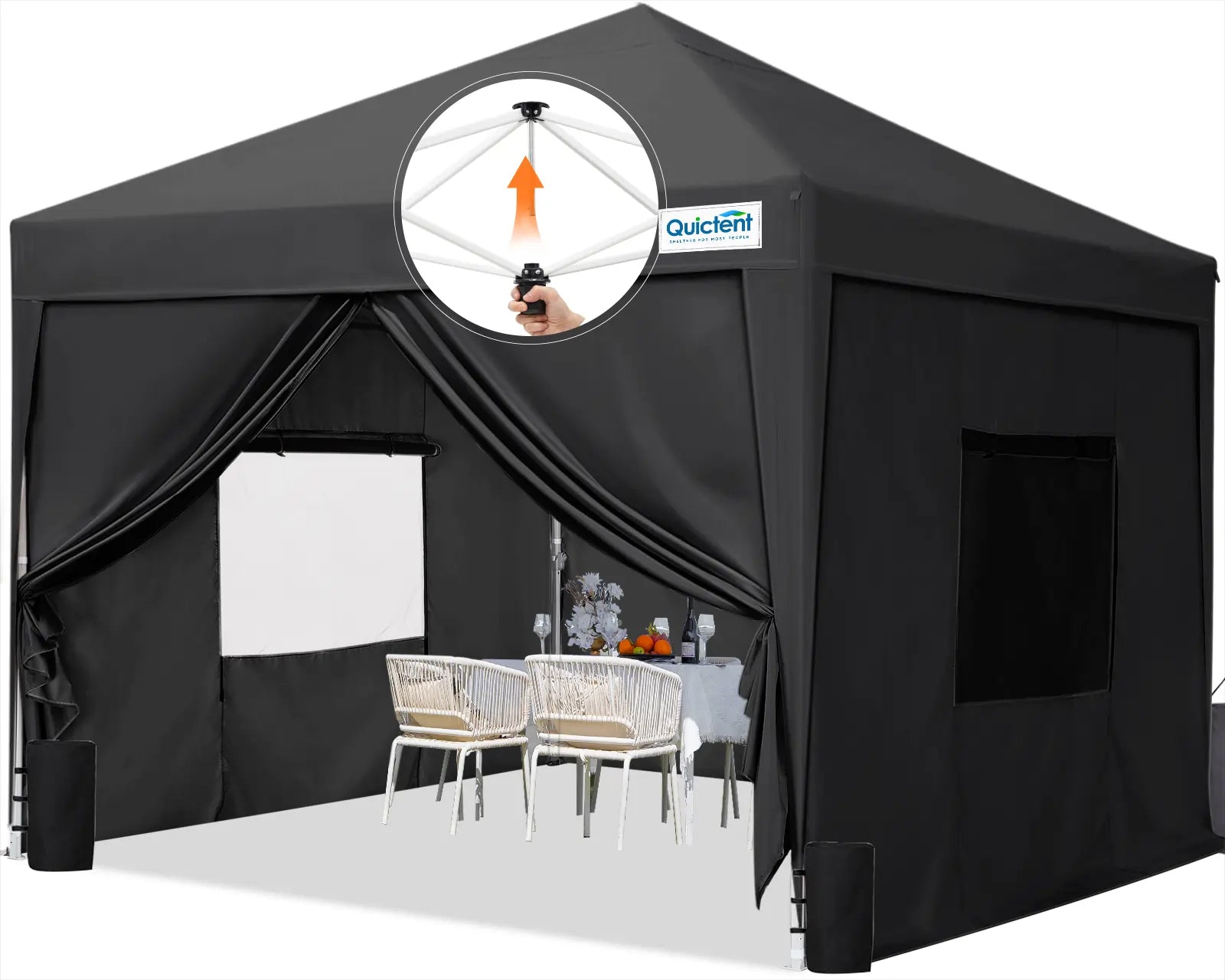 Quictent 10x10 Pop Up Canopy Tent with Sidewalls - Portable Privacy Shelter for Camping, Beach, Picnics & Outdoor Events