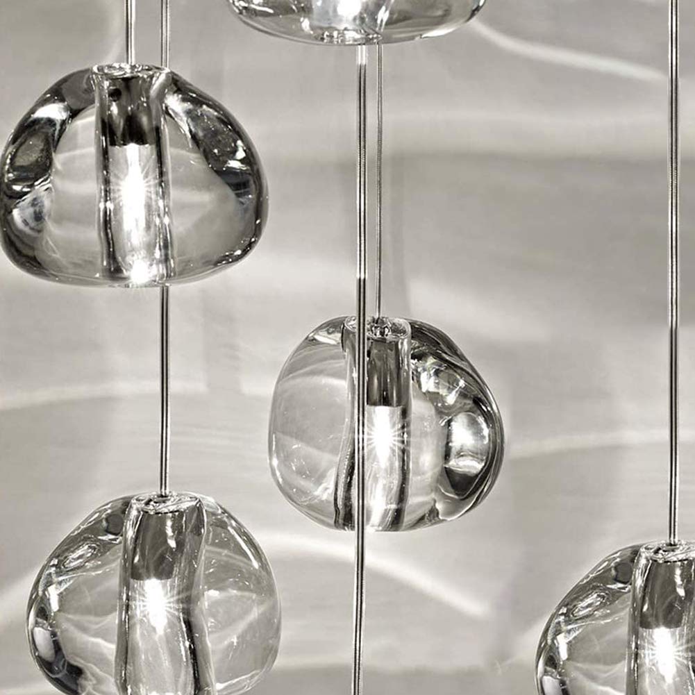 Modern Crystal Chandelier LED Pendant Light - 26-Light Square Raindrop Ceiling Fixture with Crystal Balls (19.7