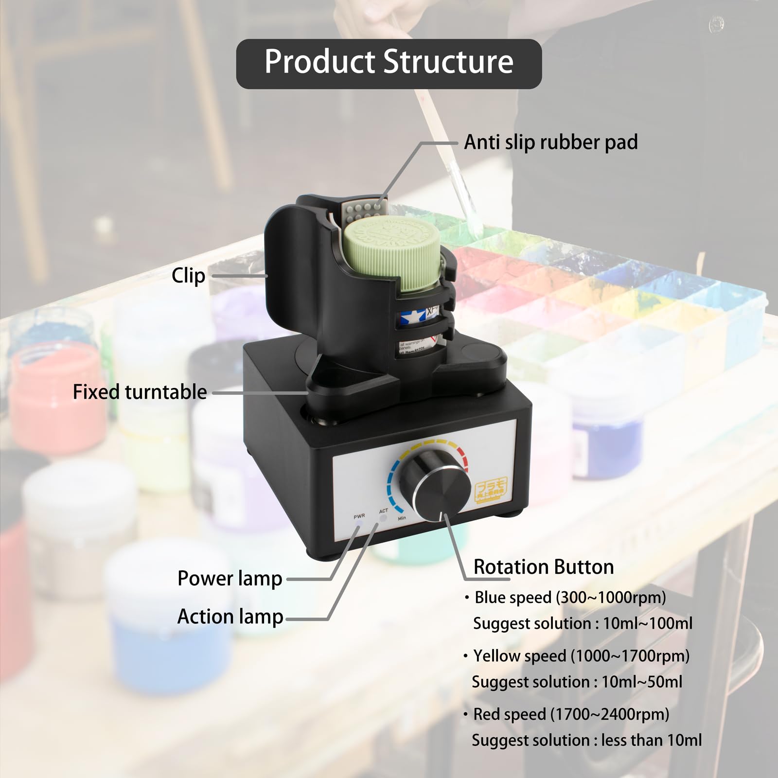 Mini Vortex Mixer 300-2400 RPM - Hands-Free Lab Mixer for Acrylic Paint, Nail Polish, Pigments & More | Perfect for DIY Crafts, Nail Art & Science Experiments