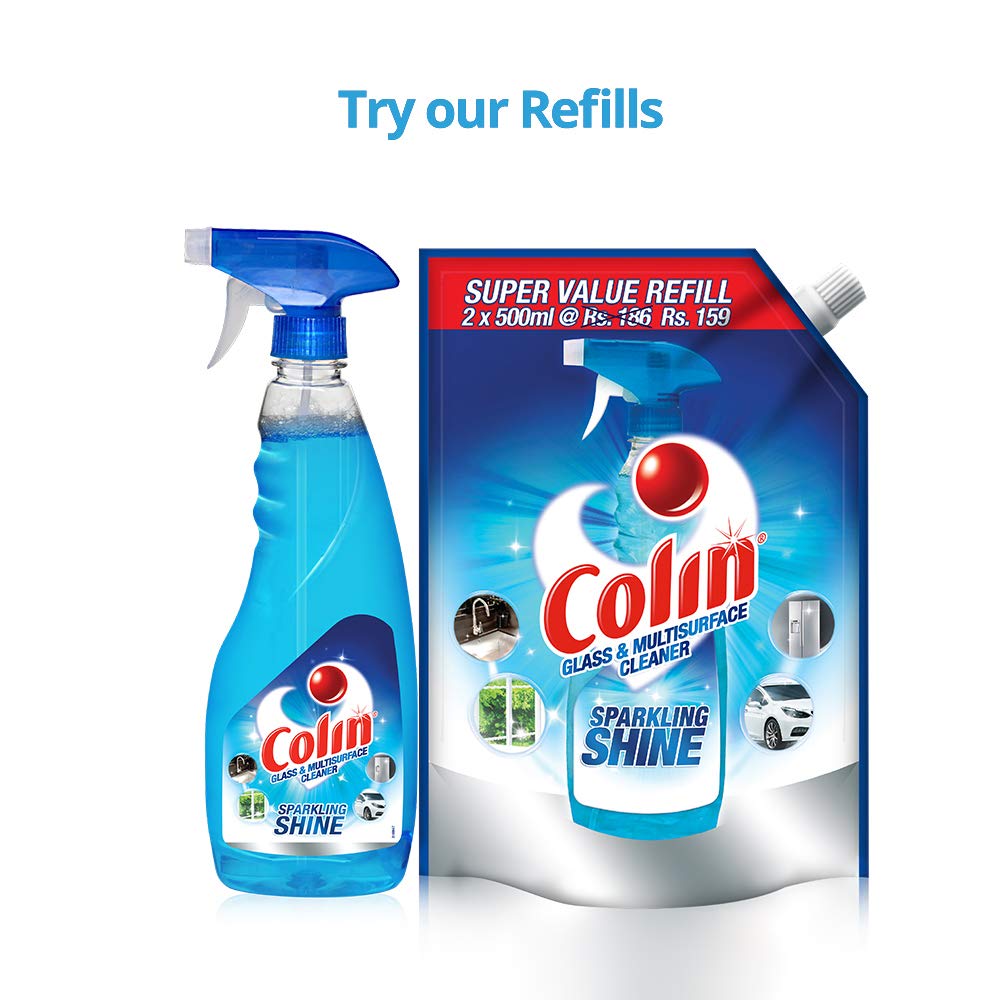 Colin Glass Cleaner Spray - 500ml (2-Pack) | Streak-Free Window & Mirror Cleaner for Home, Office & Car | Fast-Drying Formula for Crystal Clear Shine