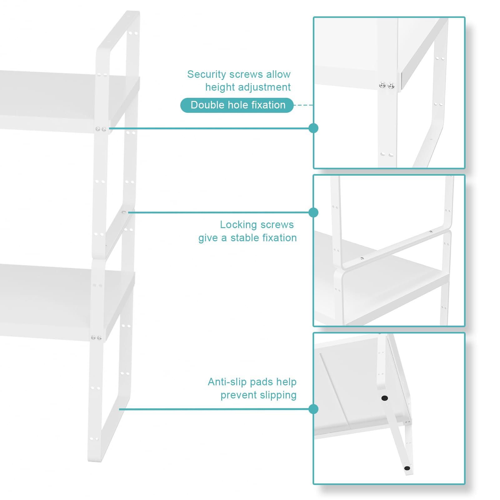 Expandable Stackable Adjustable Kitchen Cabinet Organizer - Counter Shelf Storage Riser for Pantry, Countertop & Cupboard (White, 8.07