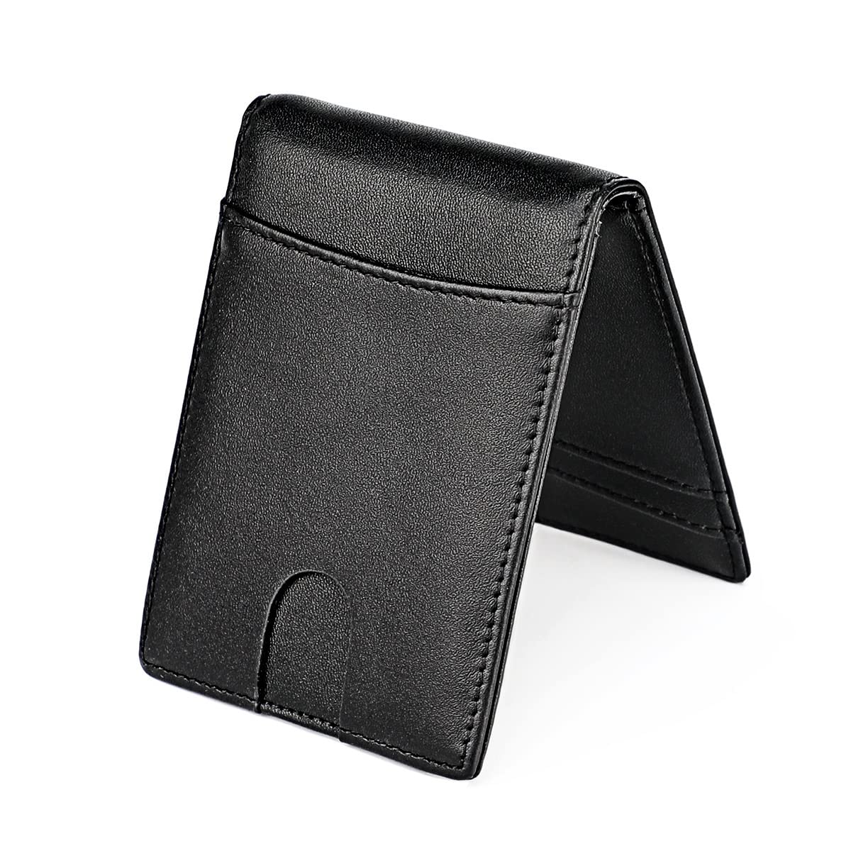 Slim RFID Blocking Men's Money Clip Wallet - Minimalist Credit Card Holder & ID Badge Organizer (Black, 11x8cm) - Perfect for Business Travel, Office & Everyday Carry