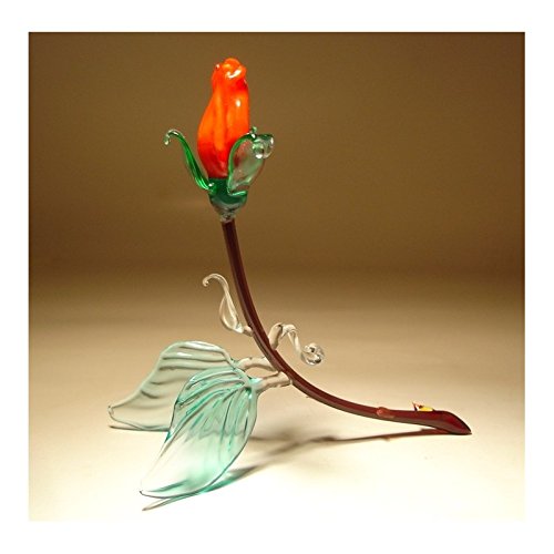 Red Glass Rose Bud - Elegant Artificial Flower for Home Decor, Wedding Centerpieces, and Romantic Gift Ideas