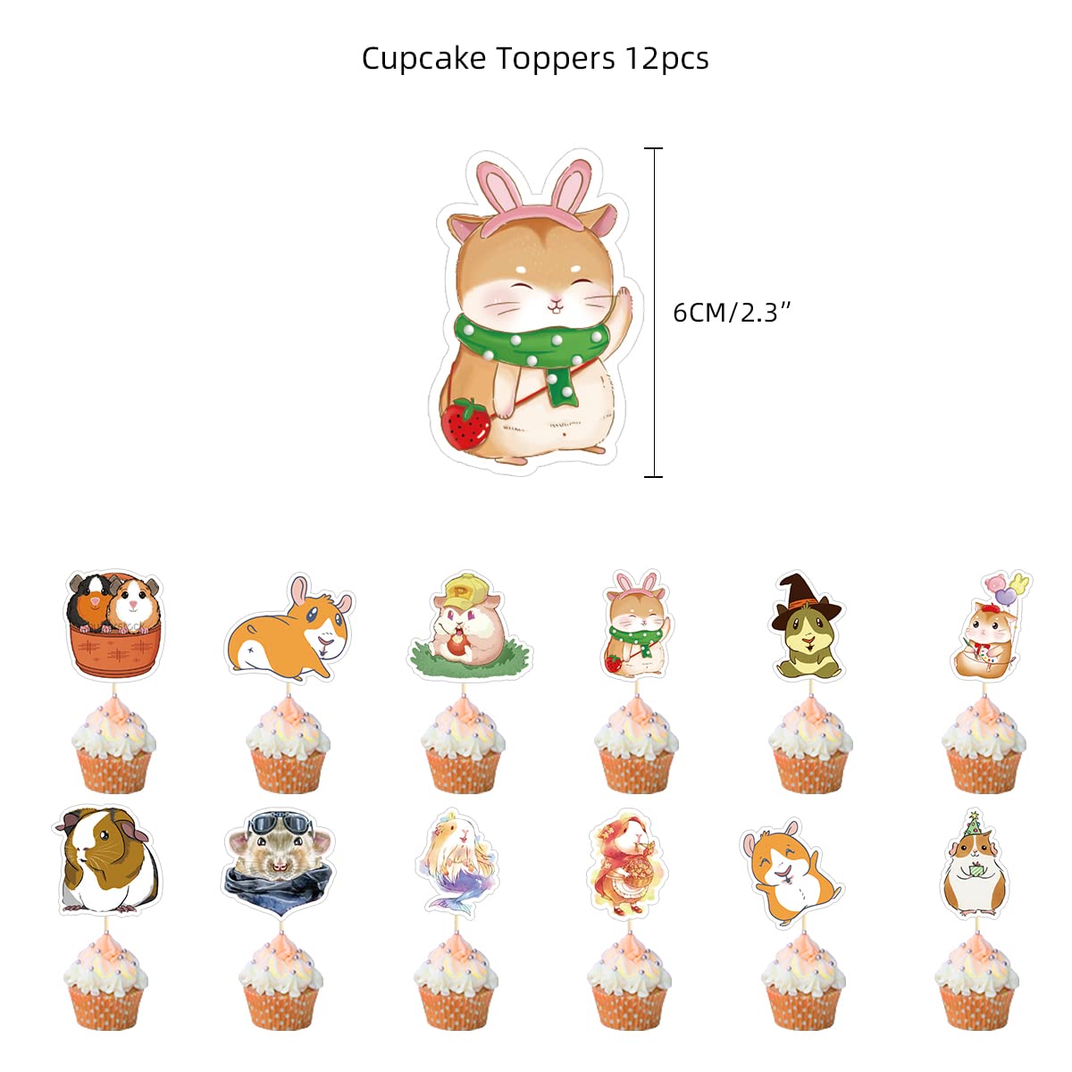 Guinea Pig Birthday Party Decorations Set - Balloons, Banners, Cupcake Toppers for Kids & Hamster Themed Parties - Perfect for Children's Birthday Celebrations & Pet Lover Gatherings
