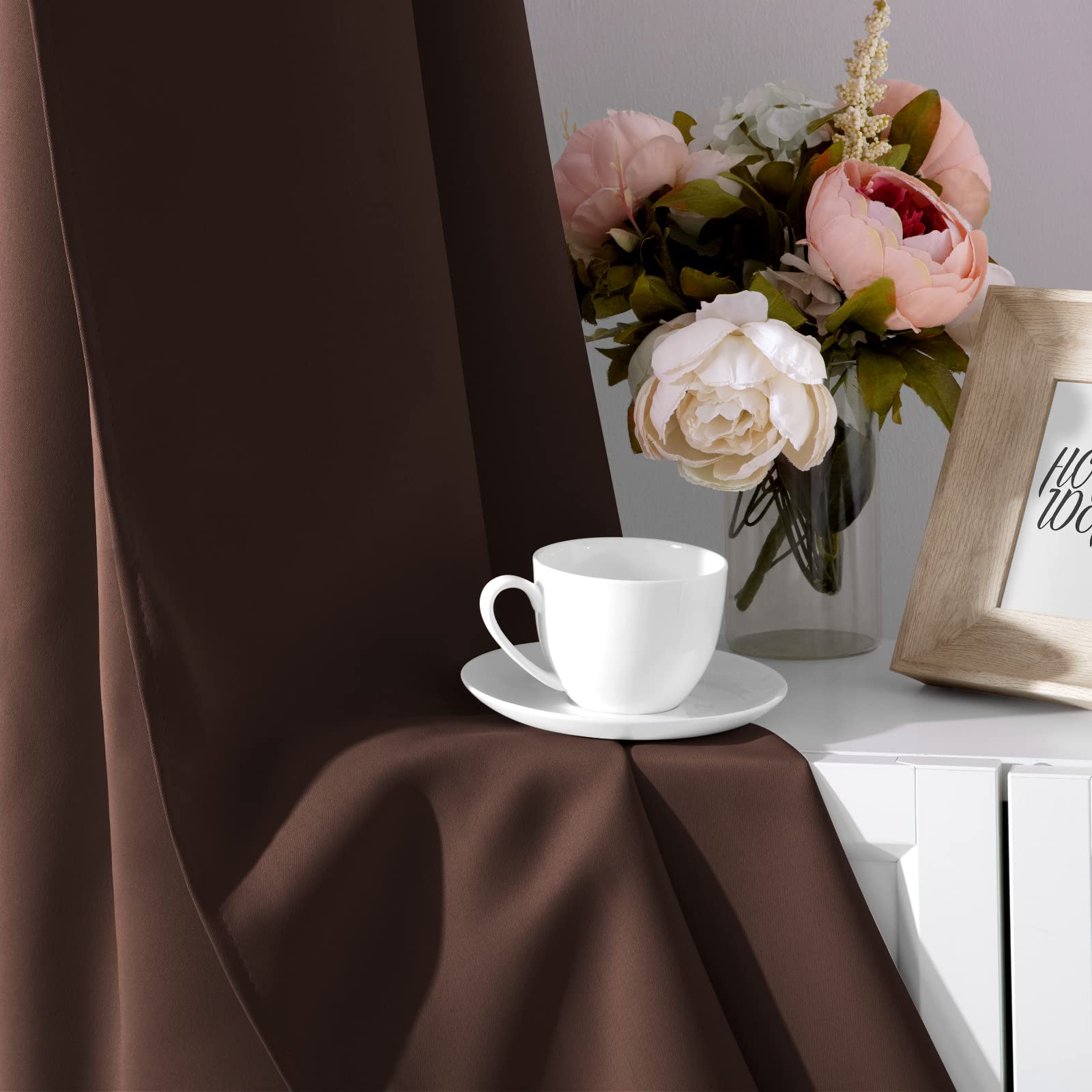 Blackout Curtains for Bedroom - 52x96 Inch Long 2 Panels Set, Chocolate Brown Room Darkening Drapes with Thermal Insulation & Noise Reduction, Grommet Window Curtains for Living Room & Bedroom - Perfect for Light Sleepers, Home Theater & Energy Efficiency