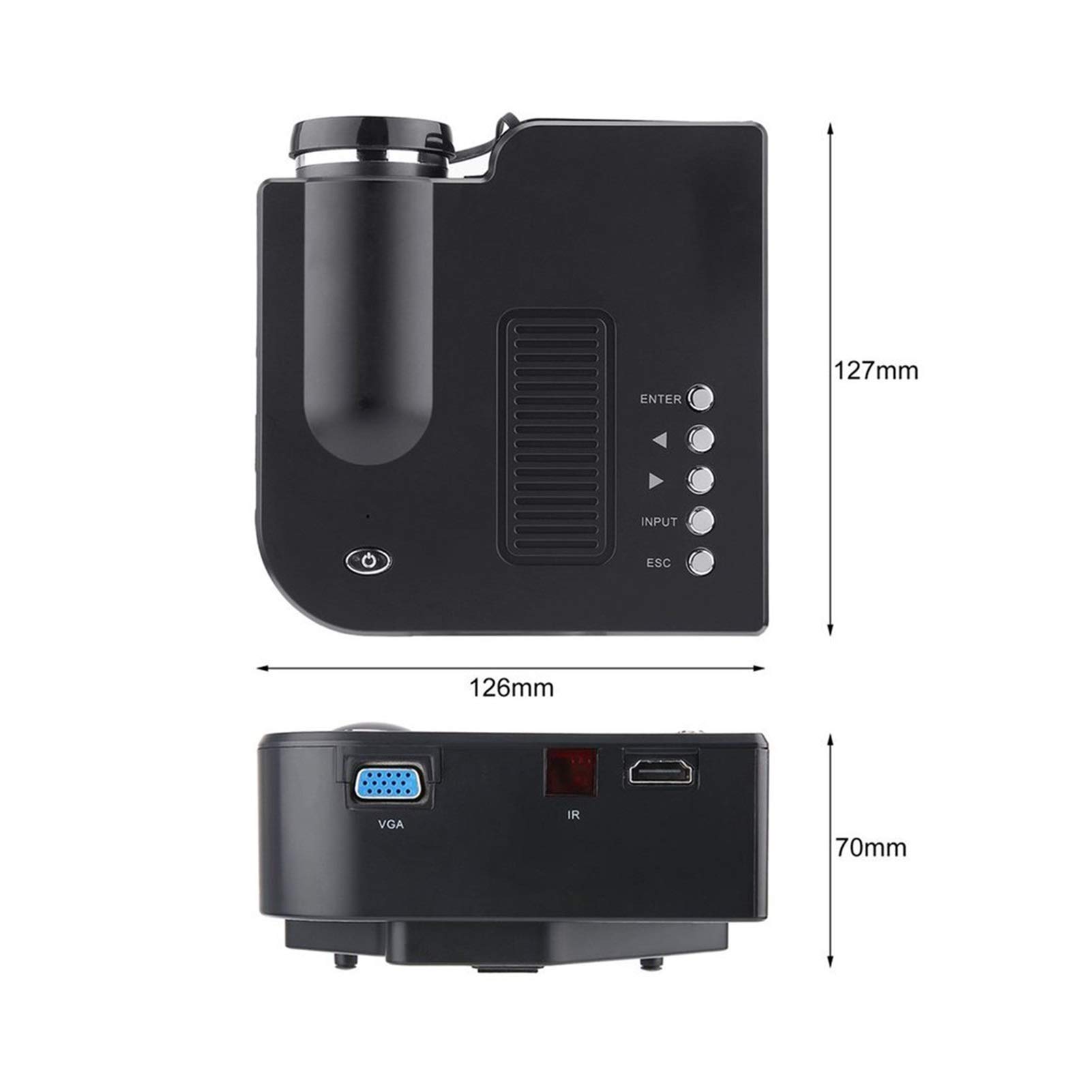 MMD Mini Projector HD 1080P Portable Home Theater - Wired LED Projector with LCD Display for Movies, Gaming & Business Presentations (Black) | Perfect for Bedroom Entertainment, Outdoor Movie Nights & Office Meetings