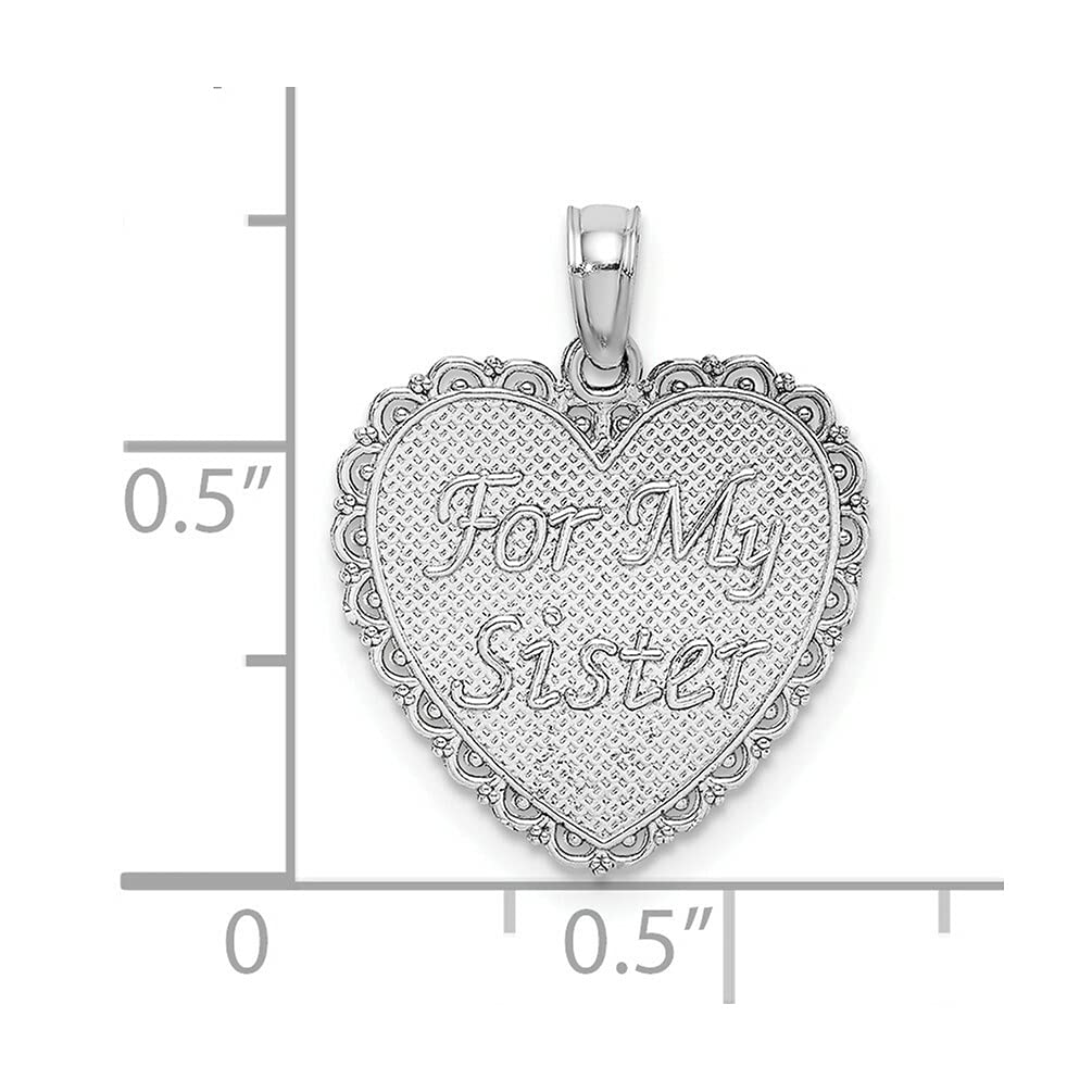 14k White Gold Heart Charm Necklace for Sister - Best Friend Forever Jewelry Gift for Women, Girls - Perfect for Birthdays, Anniversaries & Special Occasions