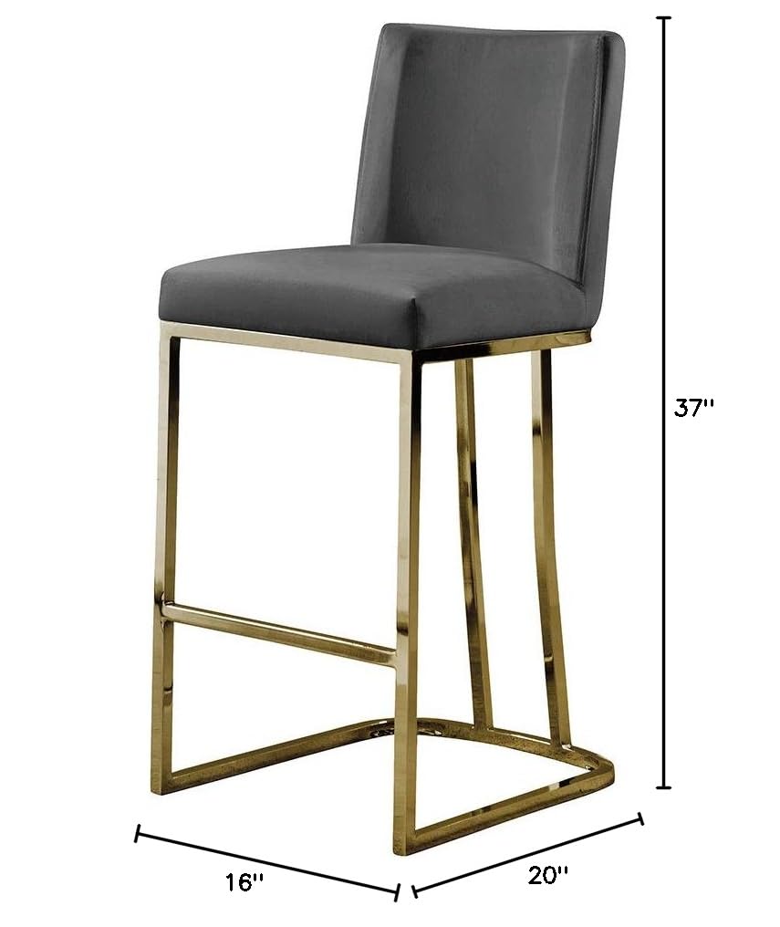Premium Counter Height Bar Stools - Gray Upholstered Dining Chairs for Kitchen Island, Breakfast Nook & Home Bar - Comfortable & Durable Counter Stools for Adults