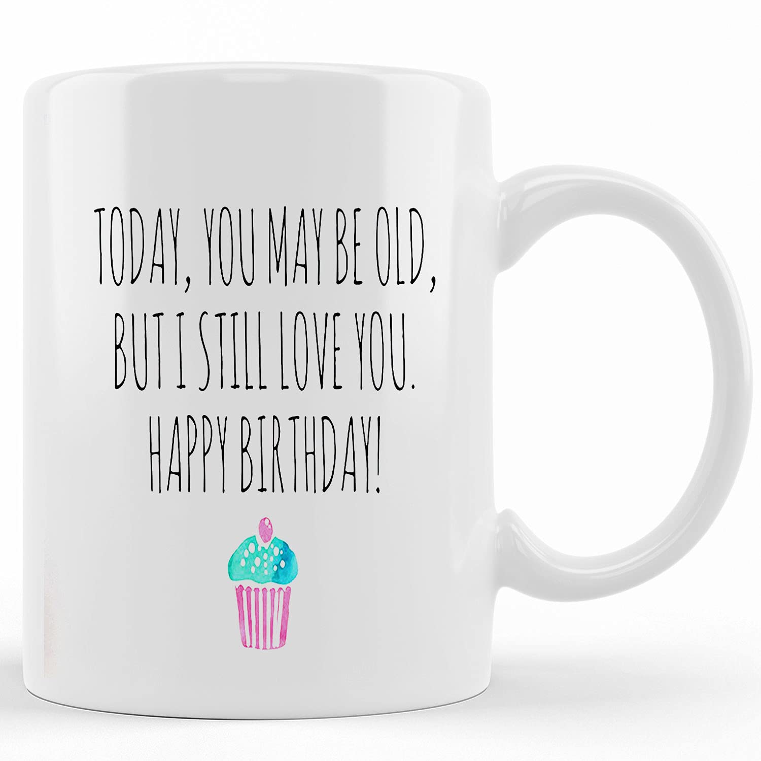 Funny Birthday Cake Mug - 11oz & 15oz Ceramic Coffee Cup with Humorous Design | Novelty Gift for Friends, White Tea Mug for Birthday Celebrations | Perfect for Office, Home Use & Gift Giving