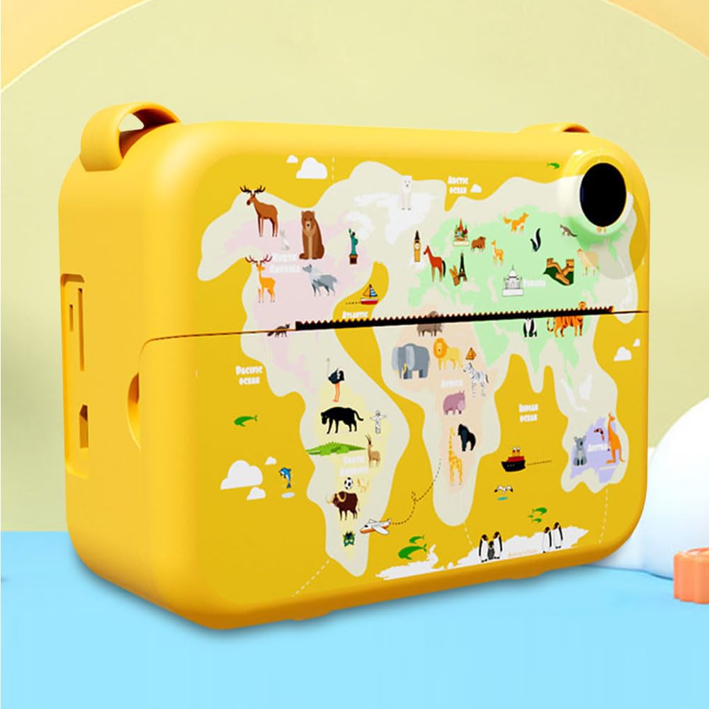 AVZYARDY Instant Print Camera for Kids - Portable Selfie Camera with Print Paper, Fun Toddler Camera Toy for Boys & Girls - Perfect Birthday, Holiday & Travel Gift (Yellow) - Capture Memories at Parties, Vacations & Family Gatherings