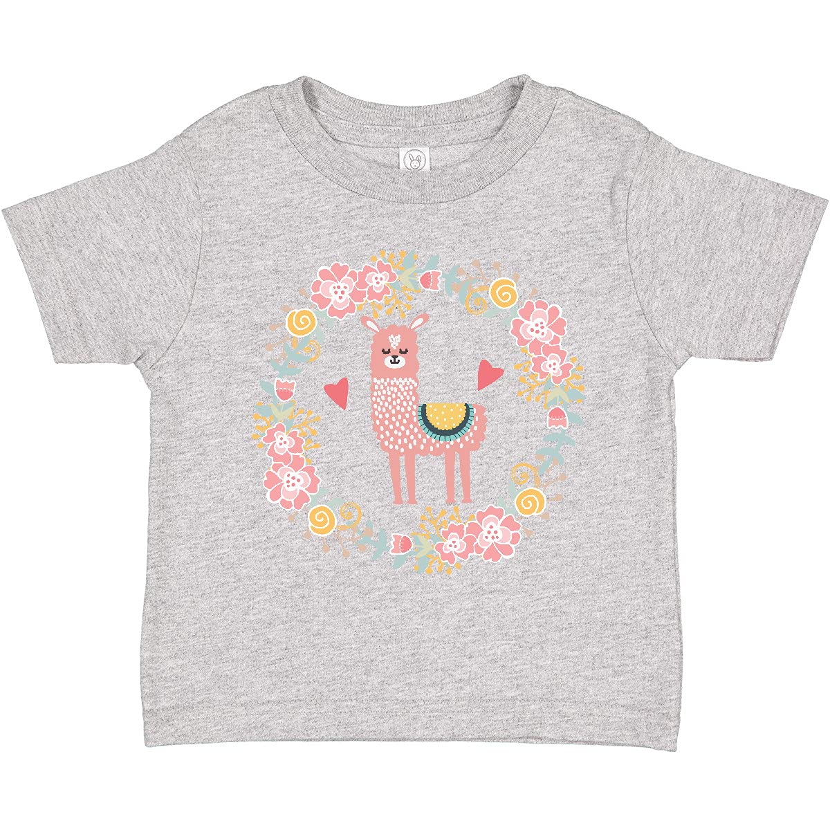Inktastic Llama Rose Flower Wreath Toddler T-Shirt - Cute Baby Girl Cotton Tee for Playdates, Birthday Parties & Family Photos