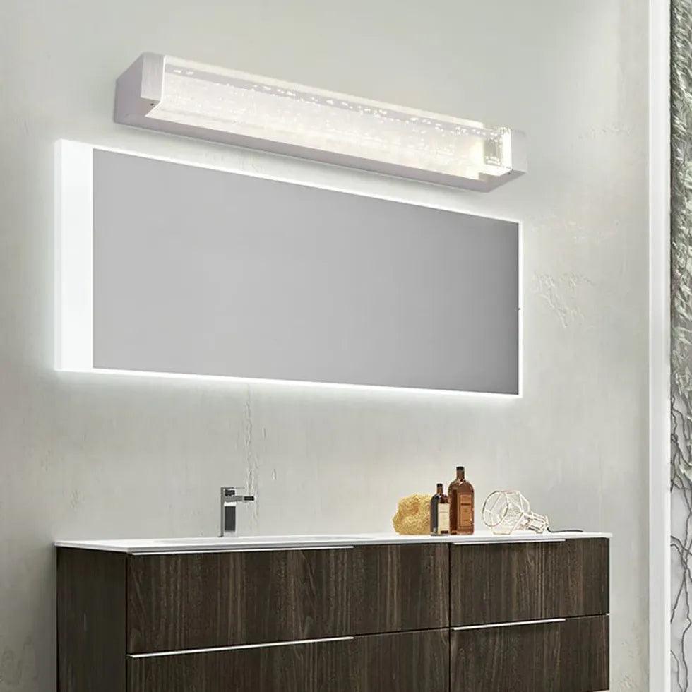 Rectangular White Crystal LED Bathroom Wall Lights - Modern Vanity Mirror Lighting for Bathroom, Bedroom & Makeup Area