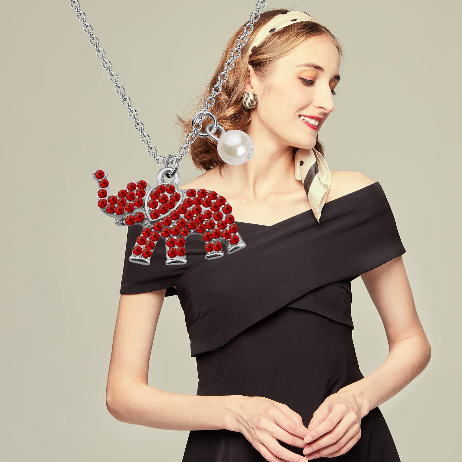 CHOORO Red Elephant Charm Necklace - Greek Sorority Jewelry Gift for Sisters, Birthday & Graduation - Perfect for Sorority Events, Initiation Ceremonies & Sisterhood Bonding