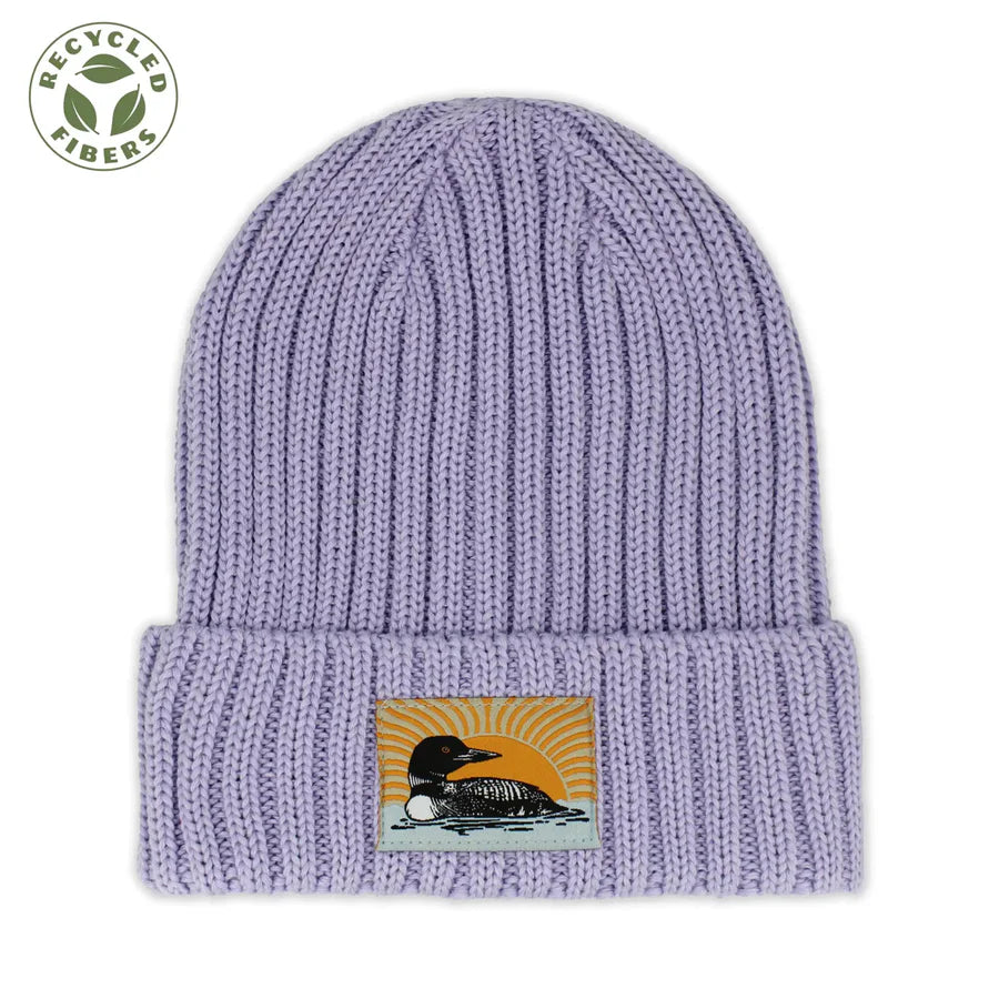 Bird Collective Loon Ribbed Recycled Beanie - Eco-Friendly Winter Hat for Men & Women - Warm Knit Beanie for Outdoor Activities, Hiking, and Casual Wear