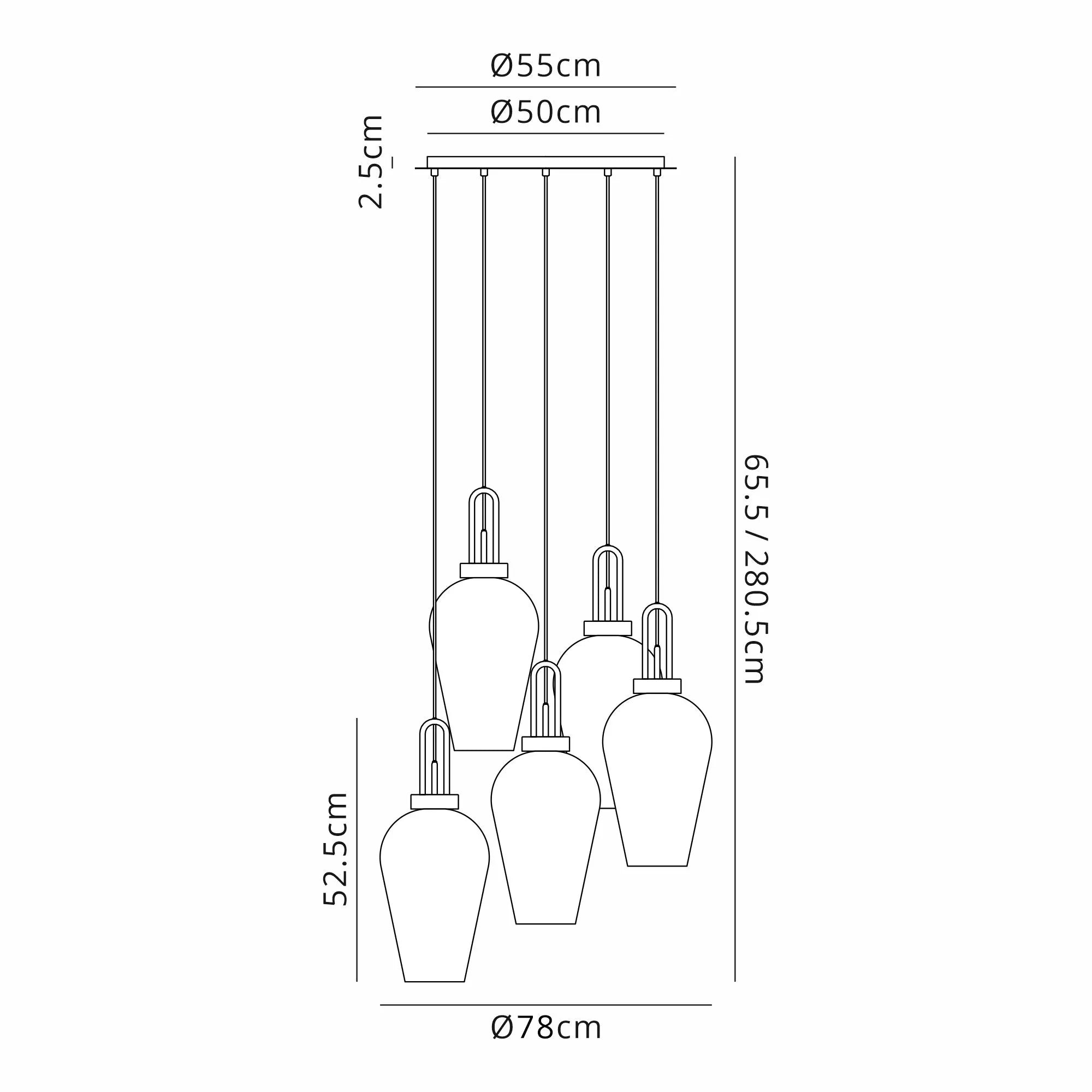 Stylish Cadiz 5-Light Cluster Pendant Light Fixture - Modern Ceiling Lighting for Dining Room, Kitchen & Living Room