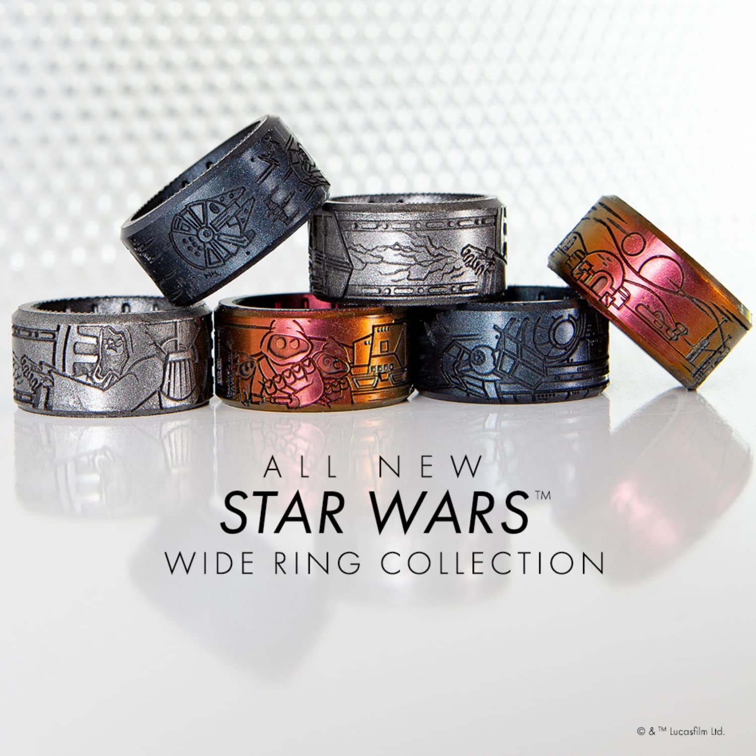 Star Wars Marquee Silicone Rings - Wide Comfortable Flexible Wedding Band for Men & Women - Perfect for Cosplay, Gym Workouts, and Everyday Wear