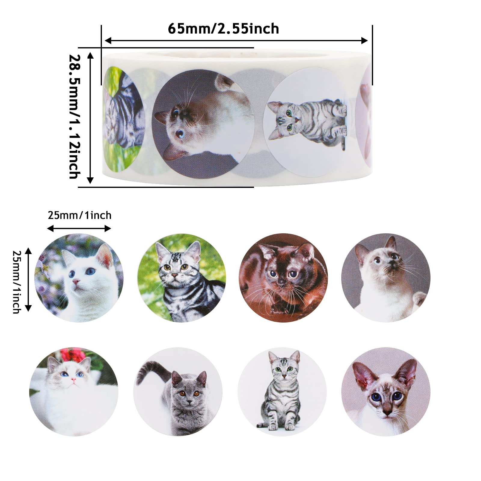 BENBO 1500 Pcs Zoo Animal Stickers - 1 Inch Cute Puppy, Dog & Cat Stickers Roll - Realistic Kitten Labels for Scrapbooking, Classroom Rewards, Party Favors & Holiday Envelopes - Perfect for Kids Crafts, School Projects & Gift Wrapping