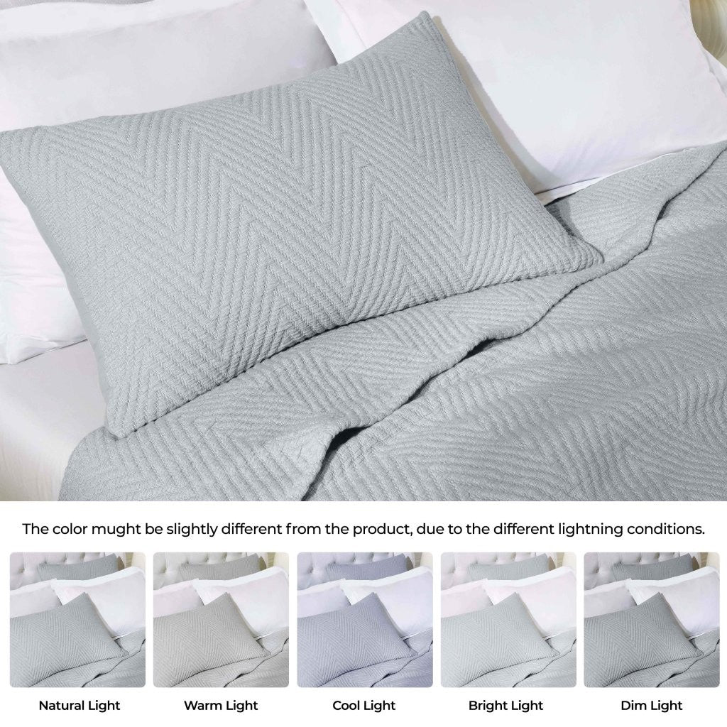 Premium Aswan Cotton Medium Weight Textured Modern Chevron Woven Coverlet - Soft & Breathable Bedspread for All-Season Comfort | Perfect for Master Bedroom, Guest Room & Cozy Home Decor