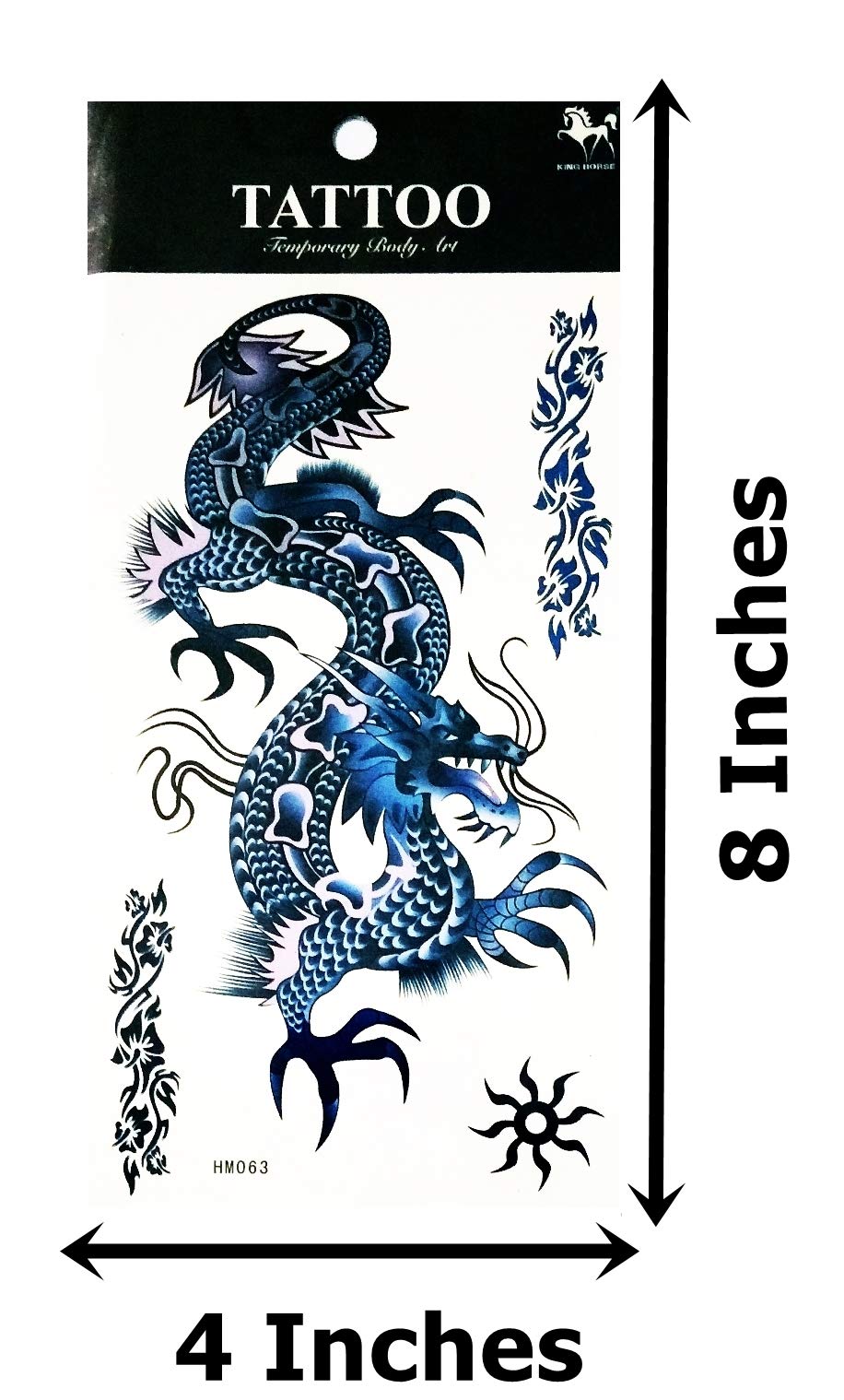 NipitShop Large 3D Blue Dragon Temporary Tattoo - Waterproof Fake Body Art Sticker for Men & Women - Perfect for Parties, Halloween, Cosplay & Festivals