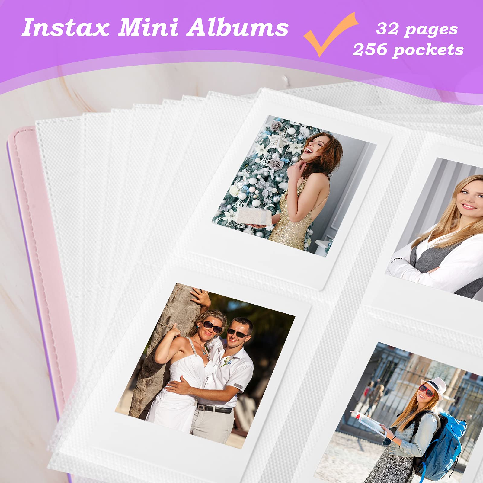 256-Pocket Mini Photo Album for Fujifilm Instax Mini 12/11/9/40/99/90/8/7/Evo/LiPlay - Compatible with Polaroid Snap/PIC-300/Z2300 Cameras & Zip Instant Printer - Holds Kodak 2x3 Instant Photos - Magic Purple - Perfect for Travel, Parties, and Memory Keeping