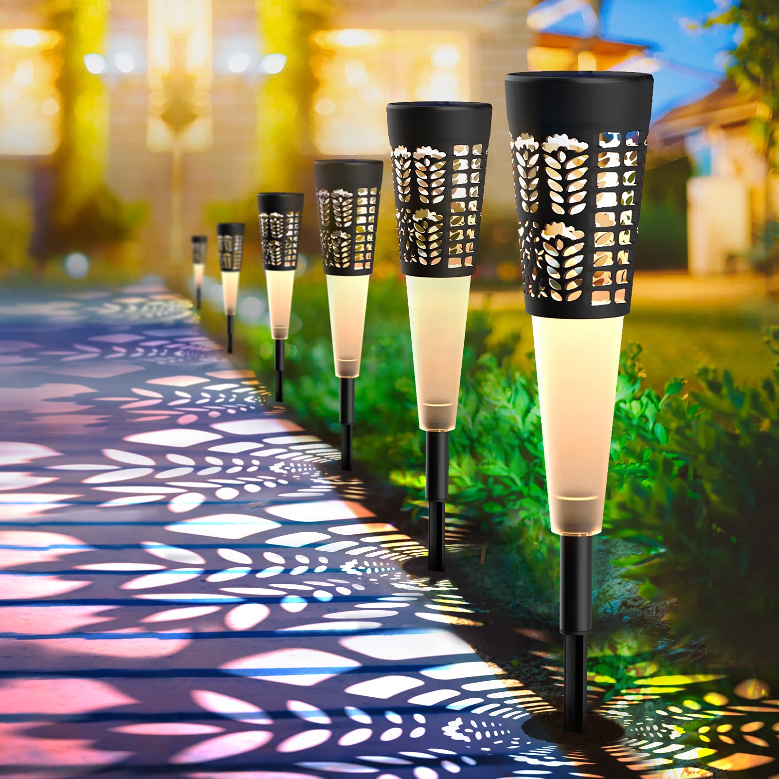 ABC Solar Lights Outdoor Garden - 6 Pack Super Bright Solar Pathway Lights with 20Hrs Runtime, Auto On/Off Solar Powered Landscape Lights for Yard, Patio & Walkway Decoration | Weatherproof & Energy Efficient