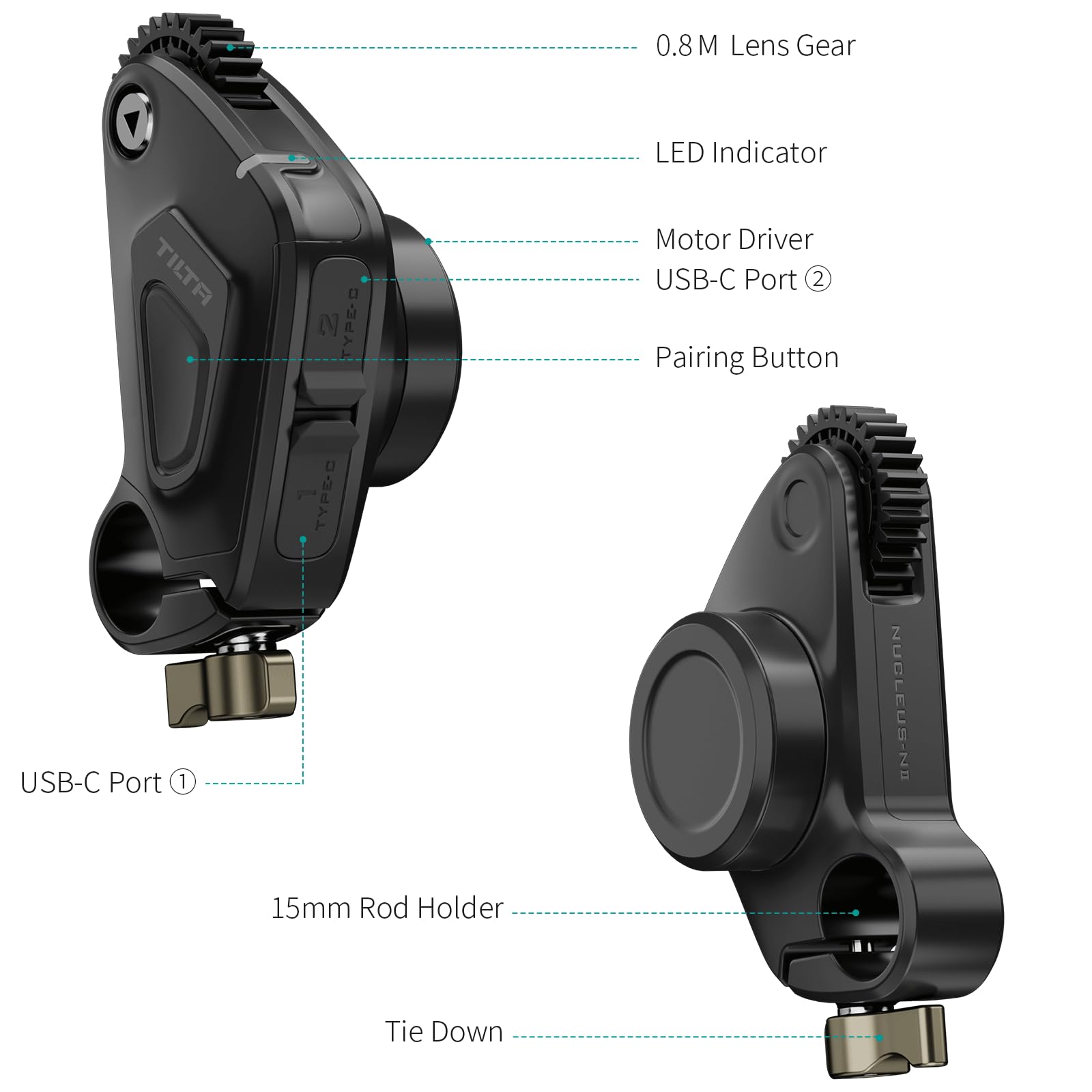 Tilta Nucleus Nano II Wireless Lens Control System - Follow Focus with Motor, USB-C Power Cable & Wheel Controller WLC-T05 for DSLR & Mirrorless Cameras - Perfect for Filmmaking, Vlogging & Professional Video Production