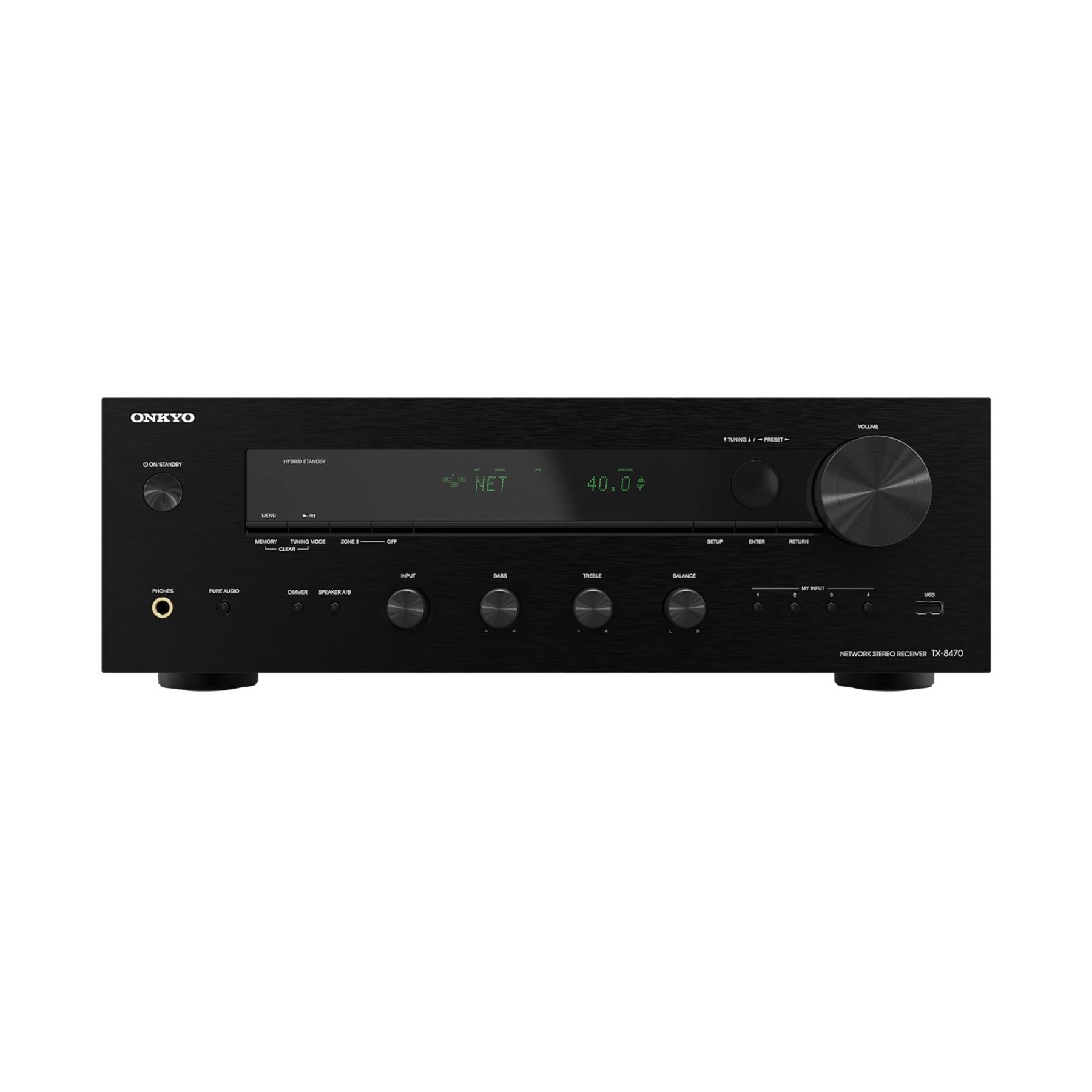 Onkyo TX-8470 Hi-Fi Network Stereo Receiver with Bluetooth, AirPlay & Spotify Connect - Premium Audio for Home Theater & Music Streaming