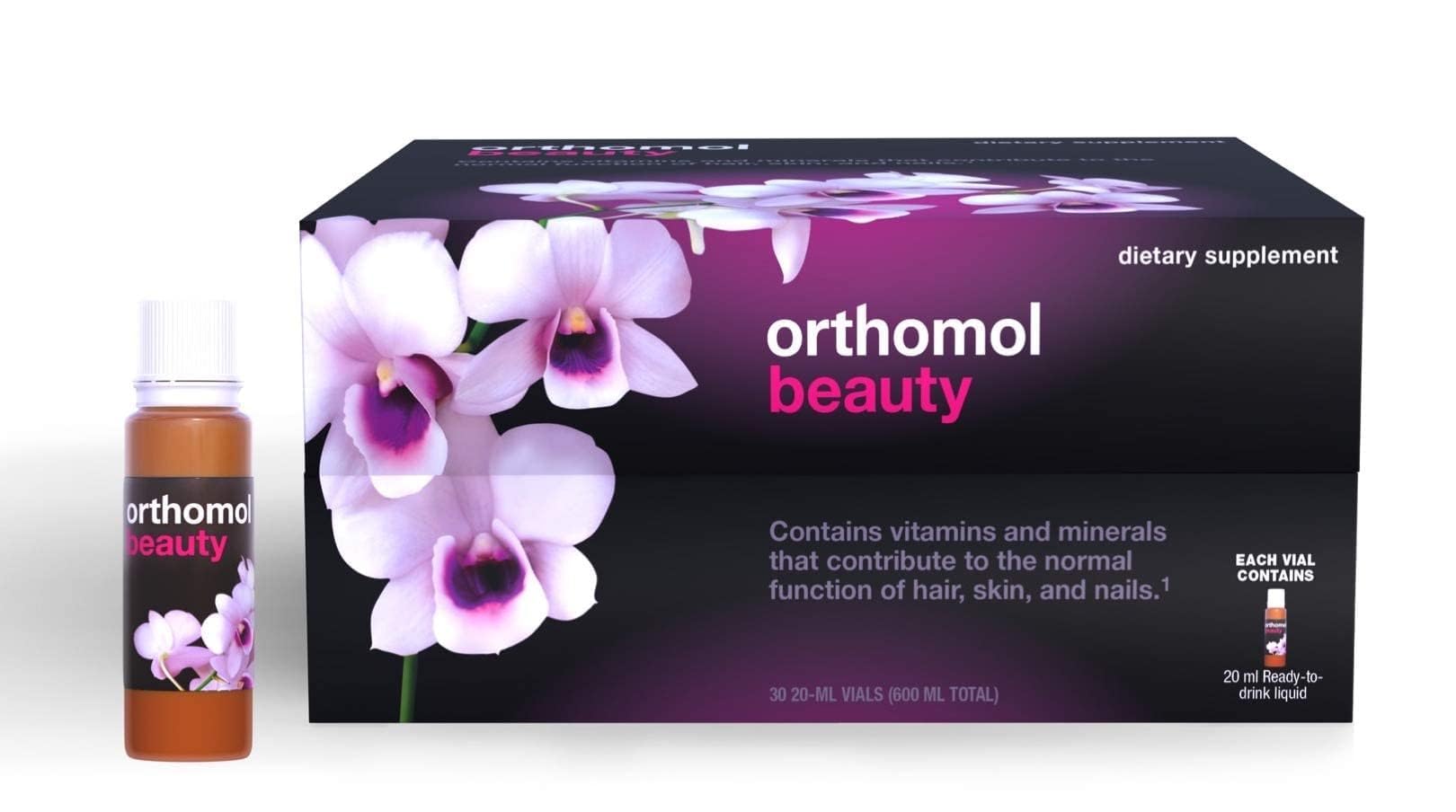 Orthomol Beauty Vial - Liquid Collagen Supplement for Women with Hyaluronic Acid & CoQ10 | Supports Hair Growth, Skin Hydration & Nail Strength | Daily Beauty Routine & Anti-Aging Solution