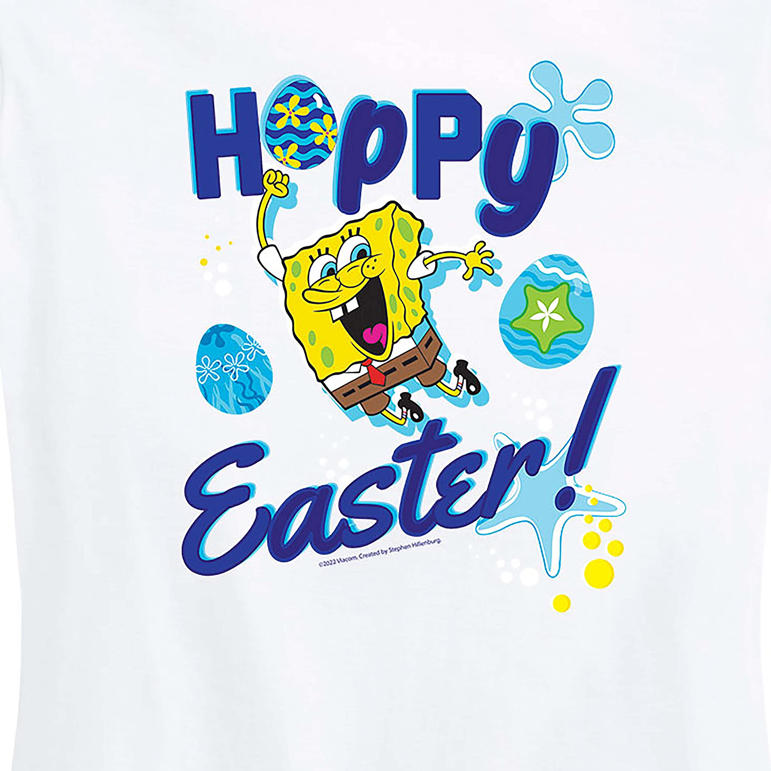 Spongebob Squarepants Easter Egg Graphic T-Shirt for Women - Funny Cartoon Short Sleeve Tee - Perfect for Easter Celebrations, Cosplay & Casual Wear