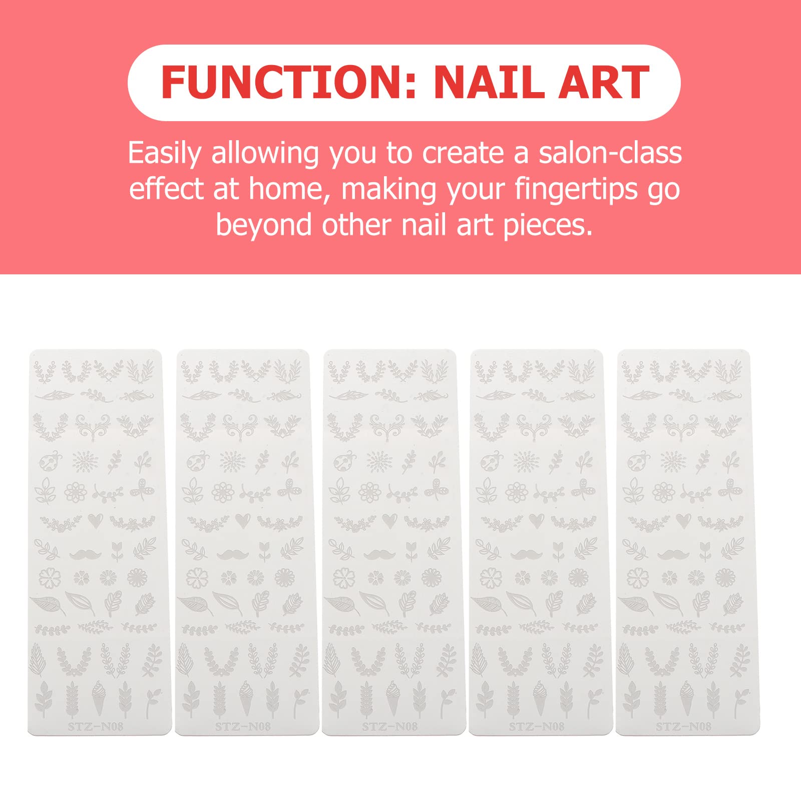 FOMIYES 5Pcs Nail Art Stamping Kit - Professional Manicure Stamping Plates with Floral Designs, Nail Art Templates & Stencils for DIY Home Salon & Professional Nail Artists