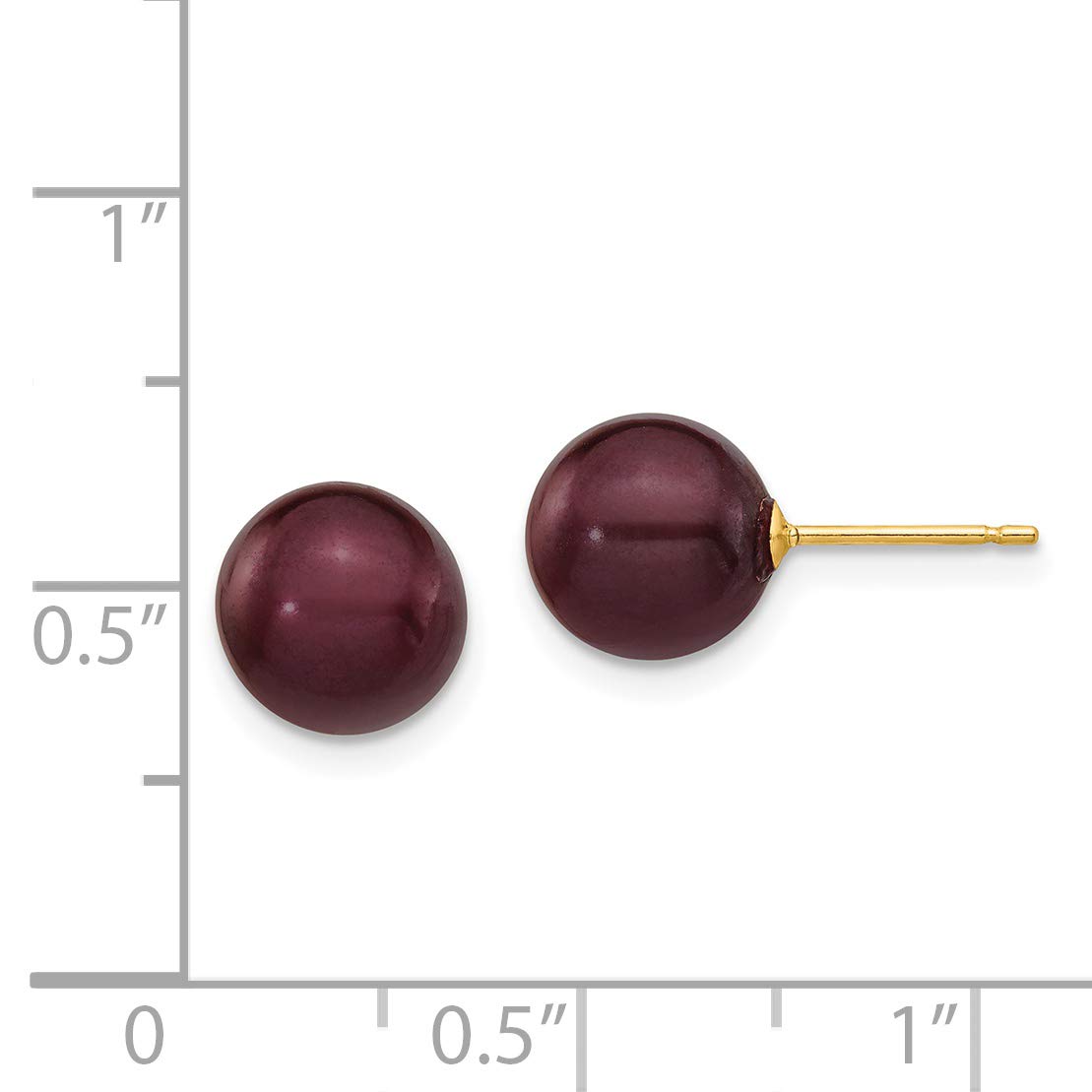 14k Yellow Gold Chocolate Brown Freshwater Cultured Pearl Stud Earrings - Elegant Jewelry for Women, Perfect for Weddings, Parties & Daily Wear