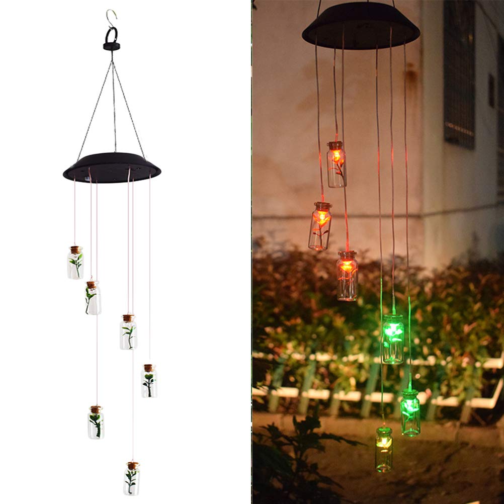 Solar Powered Wind Chime Lights - Outdoor Hanging Solar Lamp with Wind Chimes for Garden, Patio, Yard Decor - Weatherproof Landscape Lighting for Nighttime Ambience