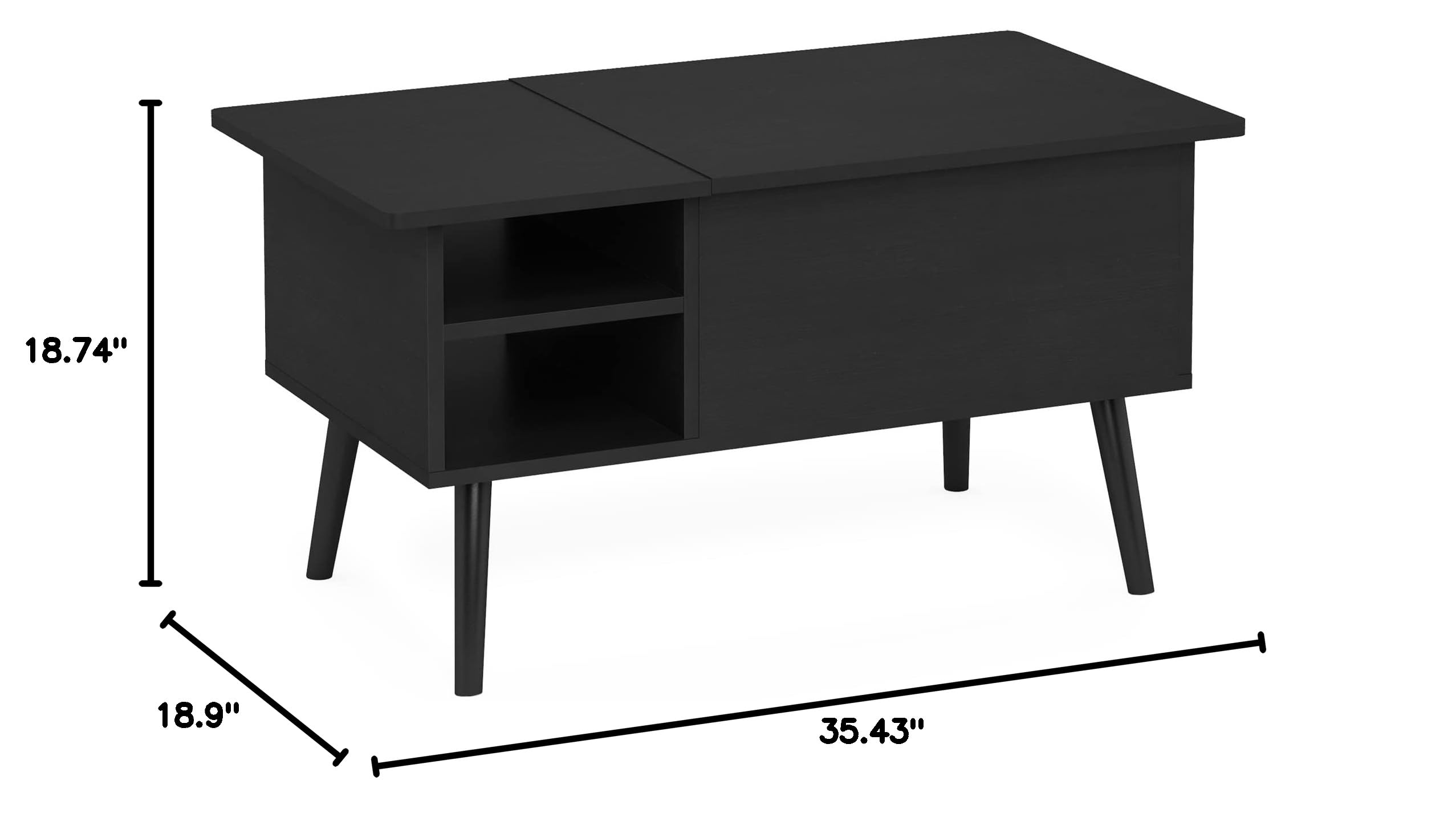 Furinno Jensen Lift Top Coffee Table with Hidden Compartment & Open Storage Shelf - Solid Wood Legs Living Room Furniture for Small Spaces | Perfect for Storing Remotes, Magazines & Home Decor