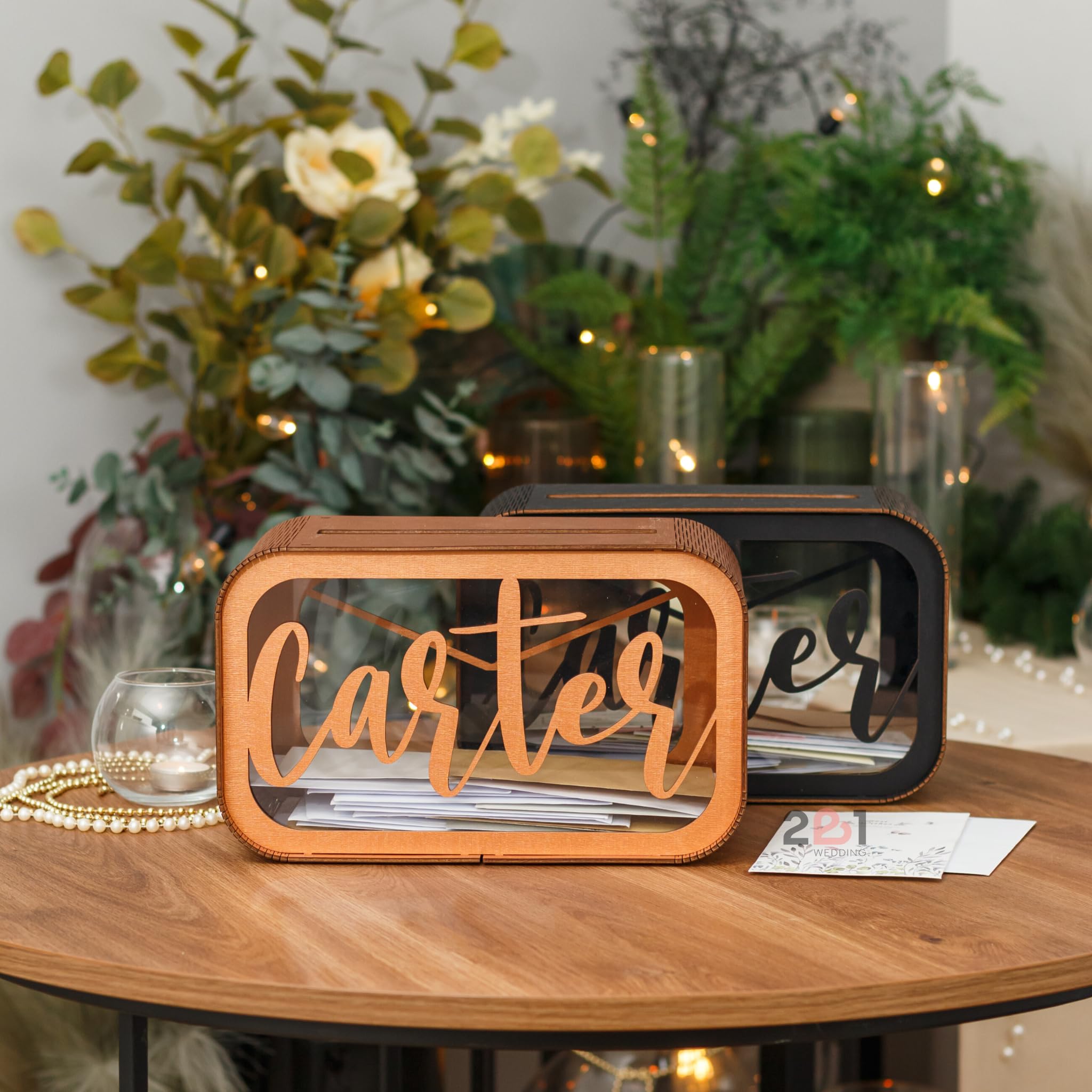 Personalized Wooden Wedding Card Box Holder with Slot - Rustic Keepsake Gift Envelope Box for Outdoor Ceremony Decorations | Perfect for Wedding Showers, Receptions, and Anniversary Parties
