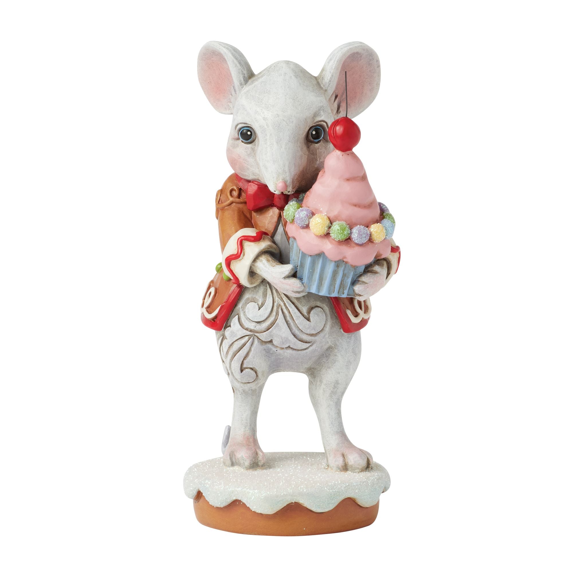 Gingerbread Mouse Boy Figurine - Christmas Holiday Decor, Baking Themed Collectible - Perfect for Festive Home Decor, Gift Giving, and Holiday Displays