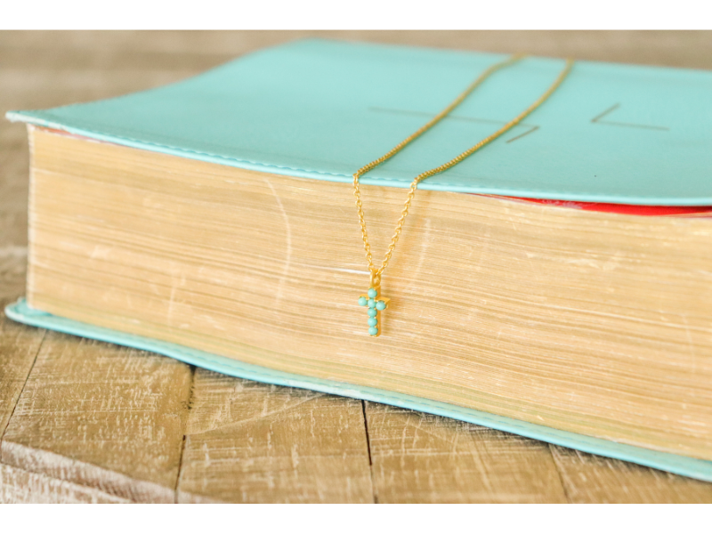 Elegant Turquoise Cross Necklace for Women - Dainty Pendant Jewelry Gift for Her - Perfect for Church, Weddings & Everyday Wear
