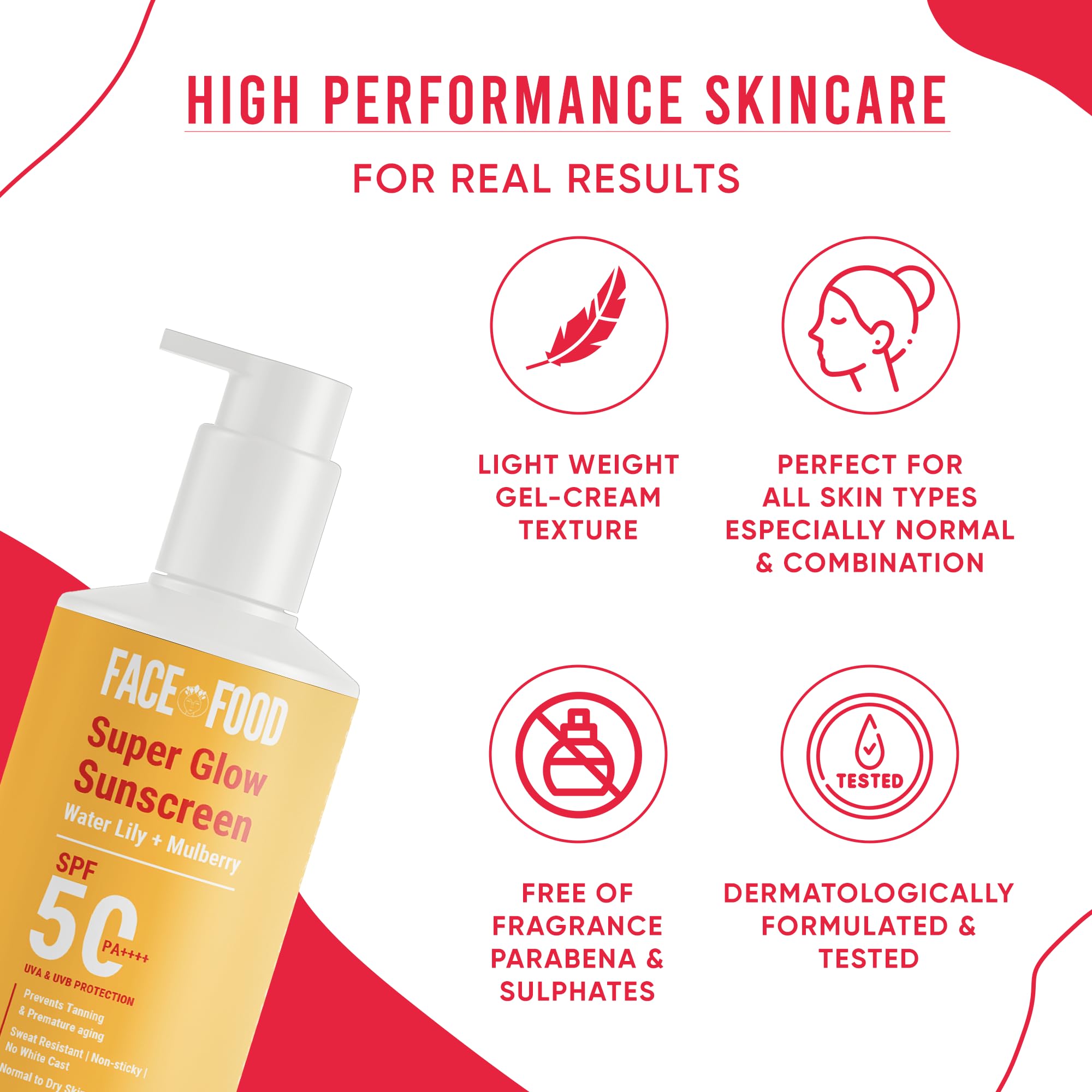 Organic Super Glow Moisturizer with SPF 50 PA++++ | Oil-Free Face Sunscreen for Oily, Normal & Combination Skin | UV & Blue Light Protection | Lightweight, No White Cast | 50g | Perfect for Daily Sun Protection & Anti-Aging Skincare Routine
