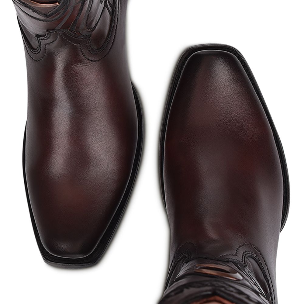 1J1NRS Men's Western Cowboy Boots - Genuine Cowhide Leather, Chestnut Brown - Durable & Stylish for Riding, Work & Casual Wear