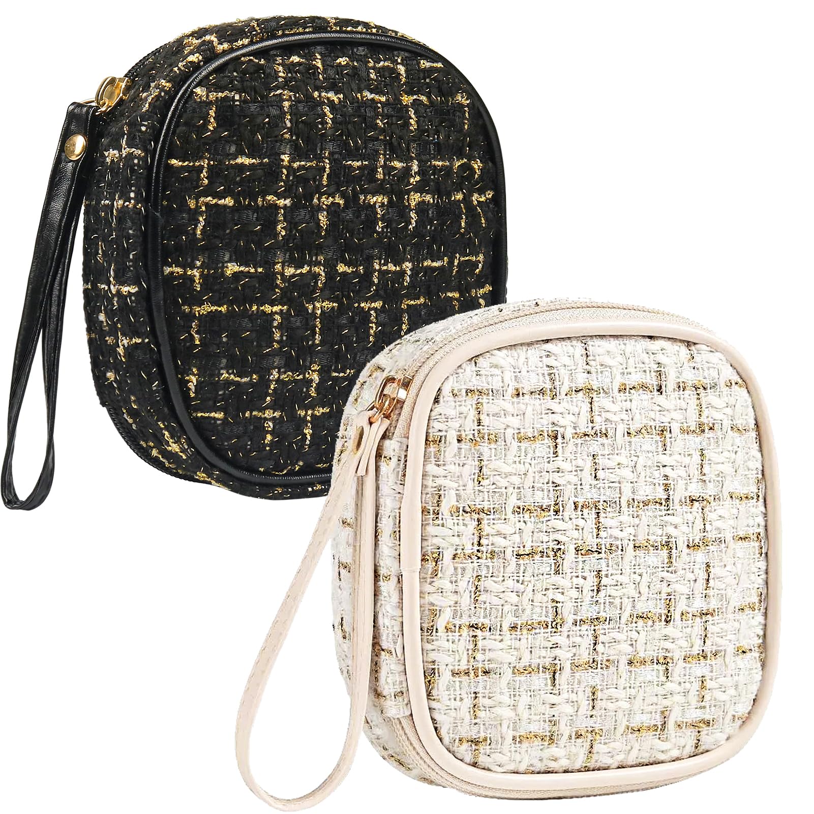 2-Pack Elegant Makeup Bags with Wrist Loop - Waterproof Cosmetic Organizer for Travel, Diaper Essentials & Purse Organization | Perfect for Women's Toiletries, Gym Accessories & On-the-Go Beauty Storage