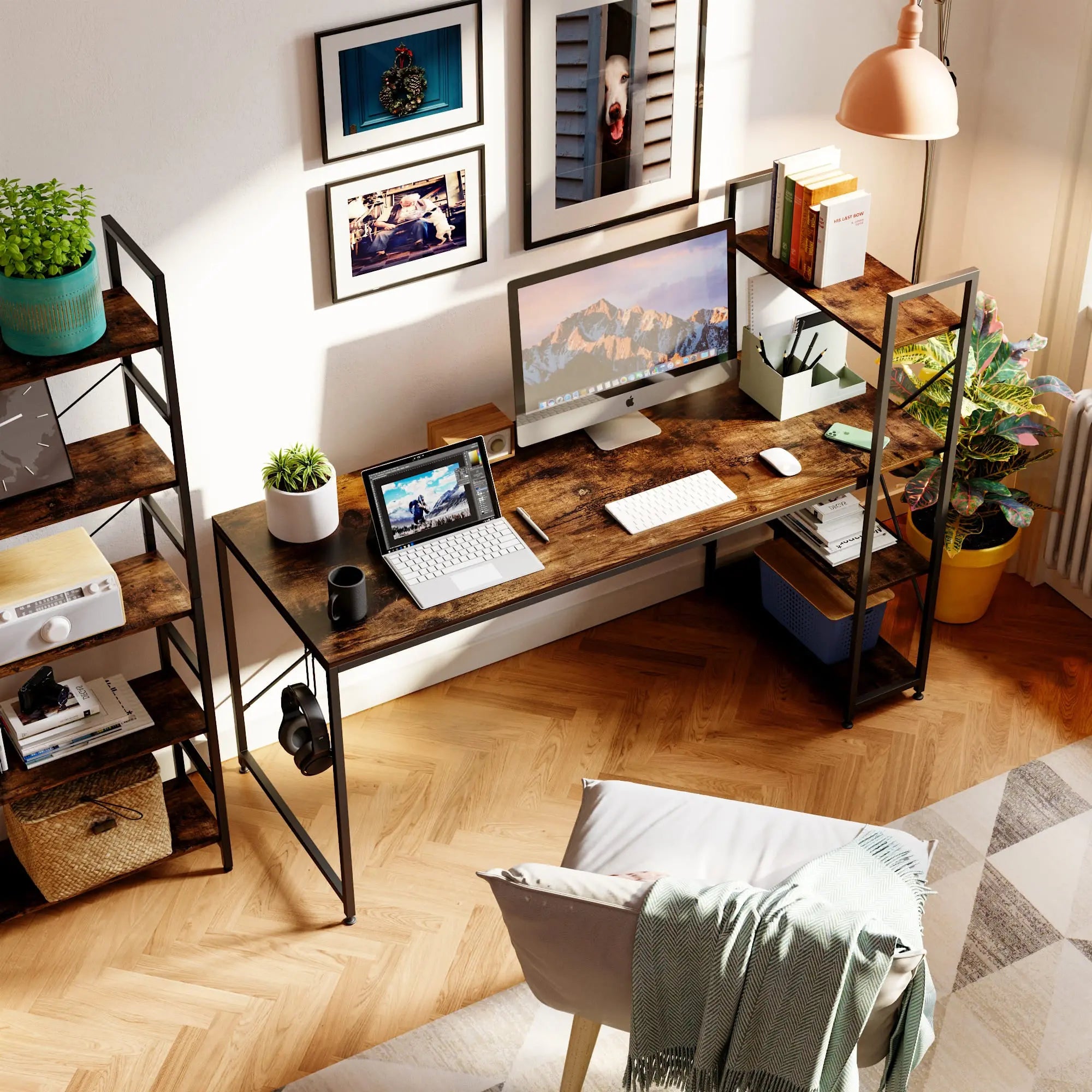 Bestier Computer Office Desk with Sturdy Steel Frame - Ergonomic Home & Workspace Solution for Study, Gaming, and Remote Work