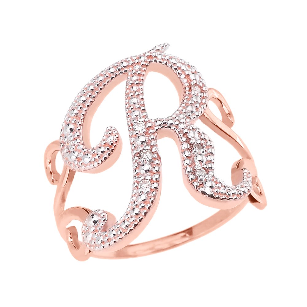 14K Rose Gold Modern Cursive Letter R Diamond Pendant Necklace - Elegant Initial Jewelry for Women, Perfect Gift for Birthday, Anniversary & Valentine's Day