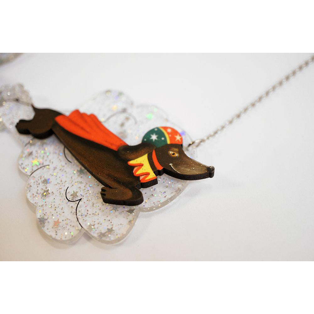 Laliblue Sterling Silver Bullet Dachshund Necklace & Brooch Set - Elegant Dog Lover Jewelry for Women, Perfect Gift for Pet Owners & Dachshund Enthusiasts - Ideal for Casual Wear, Special Occasions & Animal-Themed Parties