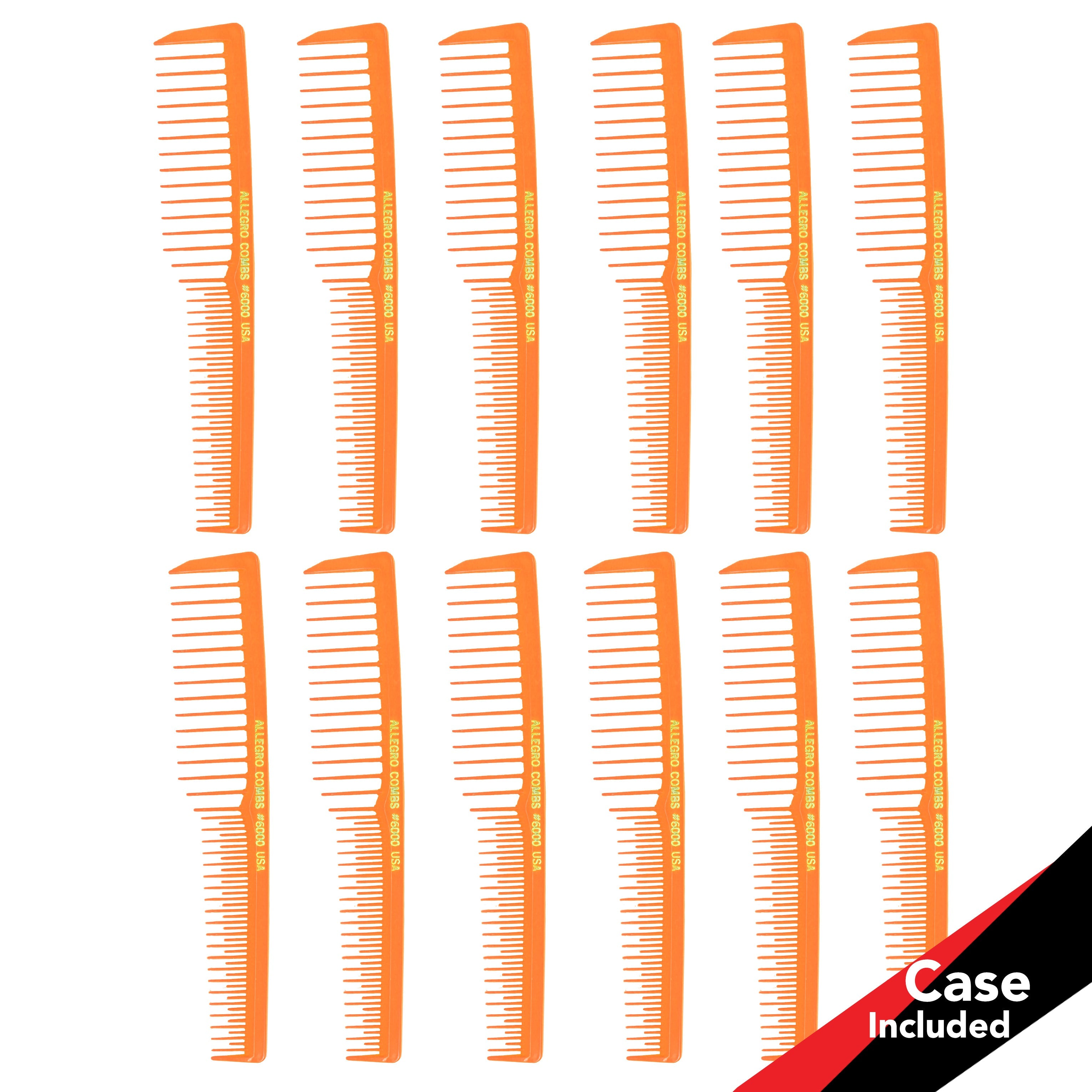 Allegro Combs #6000 Wide Tooth Teasing Vented Hair Comb - 12 Pack for Styling, Detangling & Volumizing - Perfect for Salons, Home Use & Travel