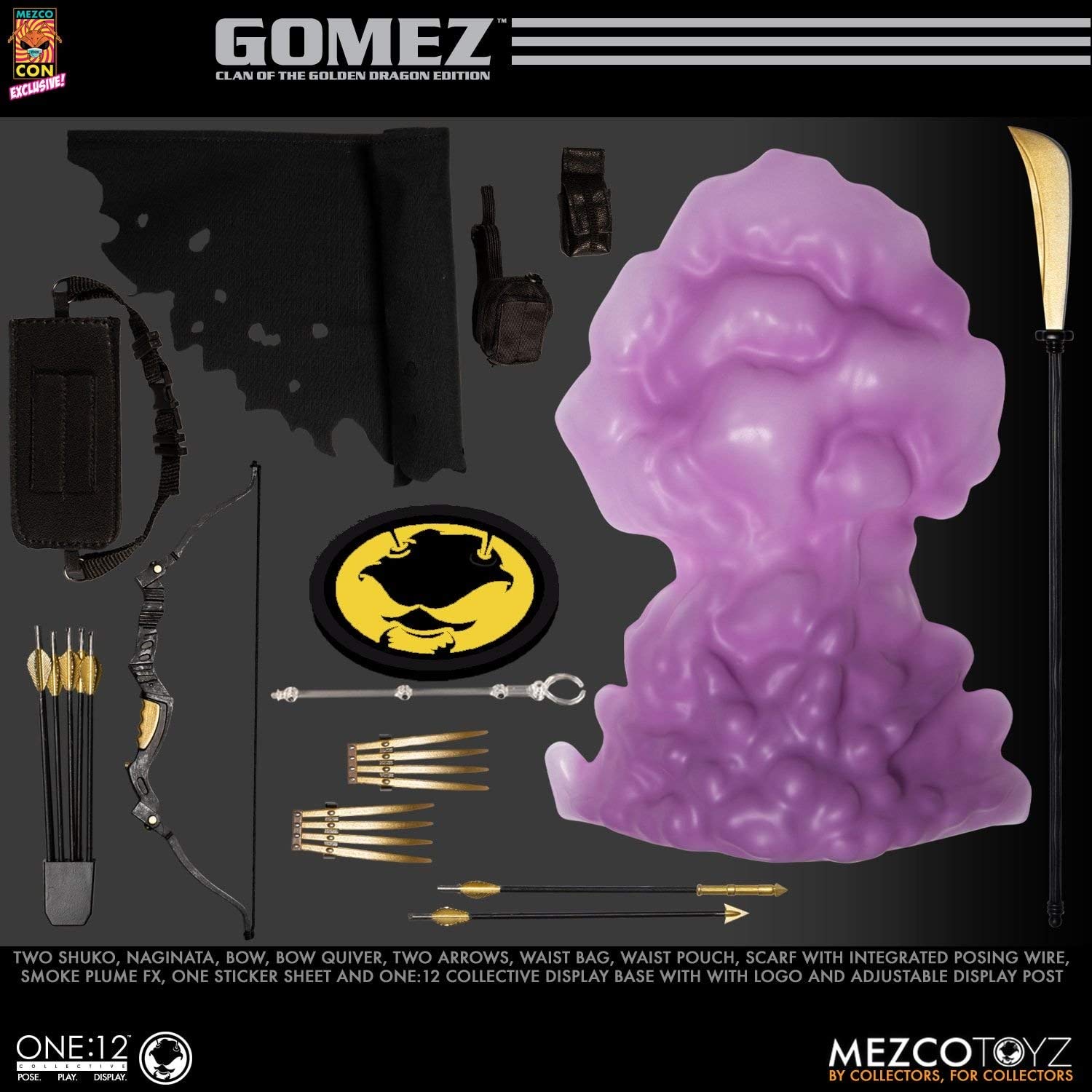 Mezco One:12 Collective Gomez Action Figure - The Clan of The Golden Dragon Edition (2020 Con Exclusive) | Limited Edition Collectible for Display & Comic Conventions