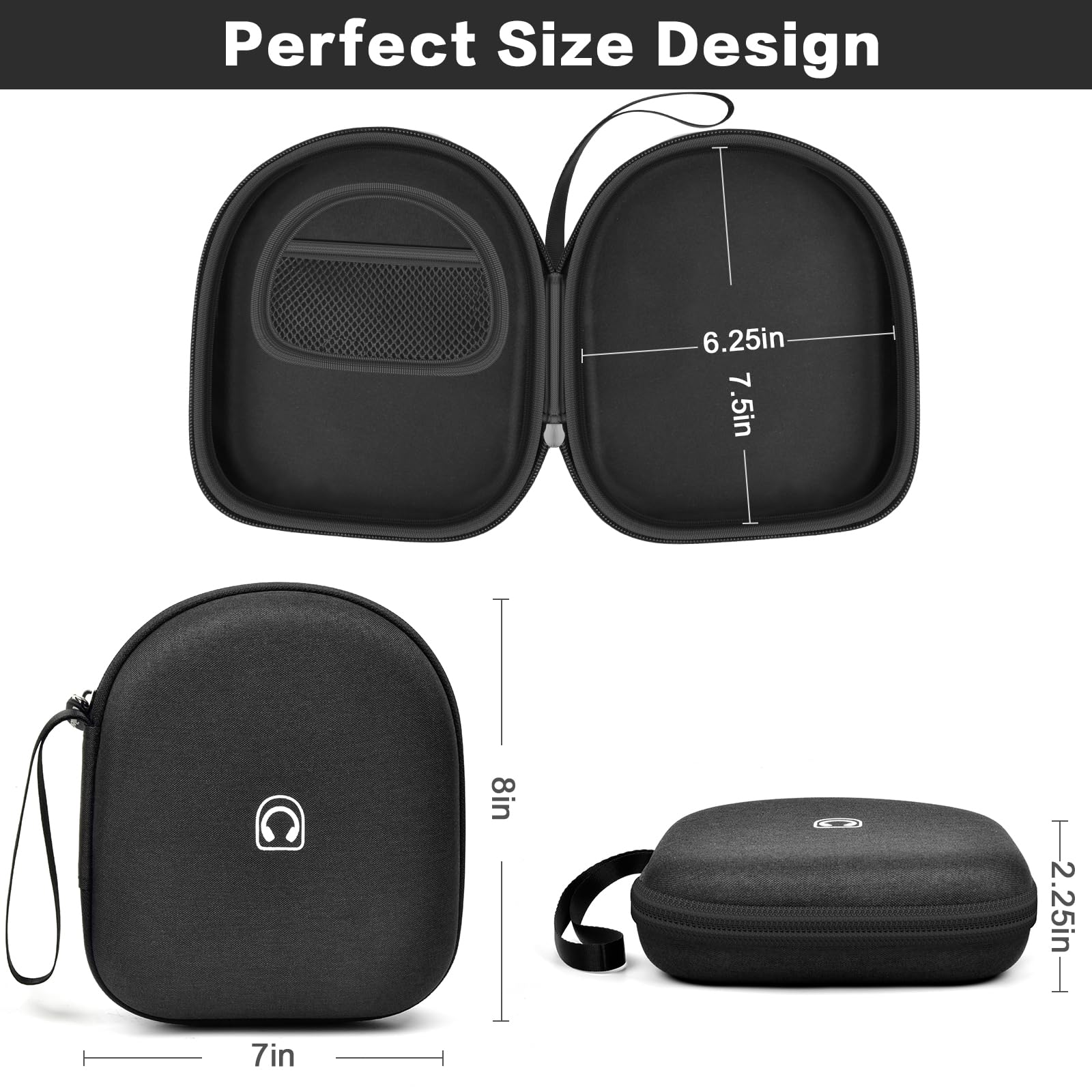 Premium Headphone Case for Sony WH-CH520 Wireless Bluetooth Headphones - Protective Storage Bag with USB Cable Pocket - Noise Cancelling On-Ear Headset Accessory - Ideal for Travel, Work & Commuting - Black (Box Only)